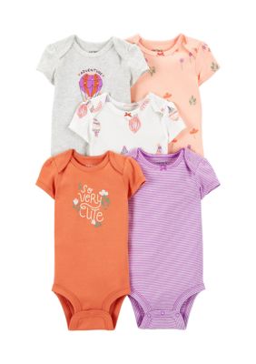 Calvin Klein Baby Girls Two Patterned Logo Bodysuits and Solid Joggers, 3 Piece  Set