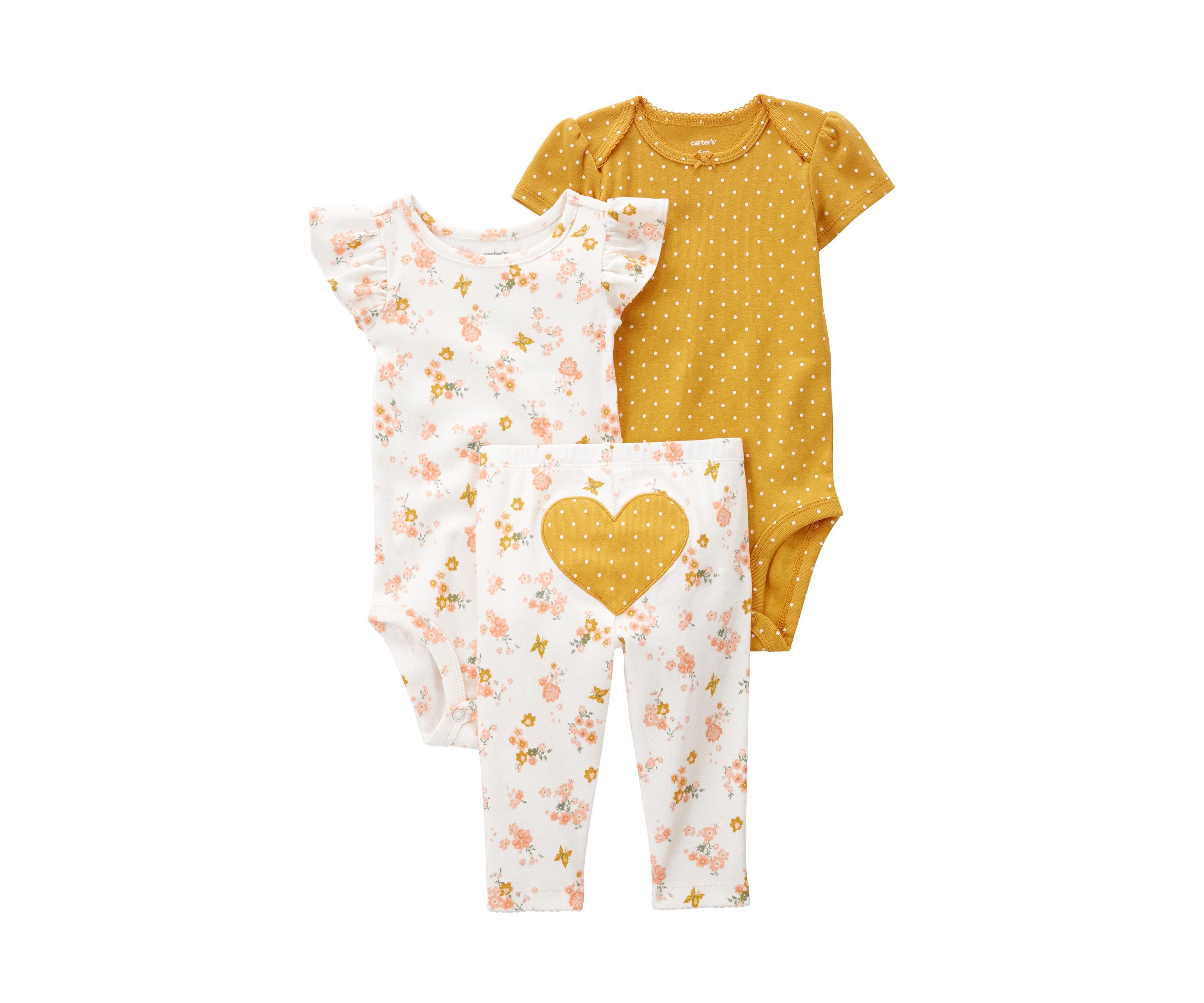 Baby Girls 3 Piece Heart Bodysuit and Pants Seet