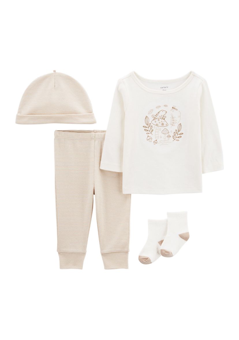 Baby 4 Piece Shirt and Stripe Pants Set