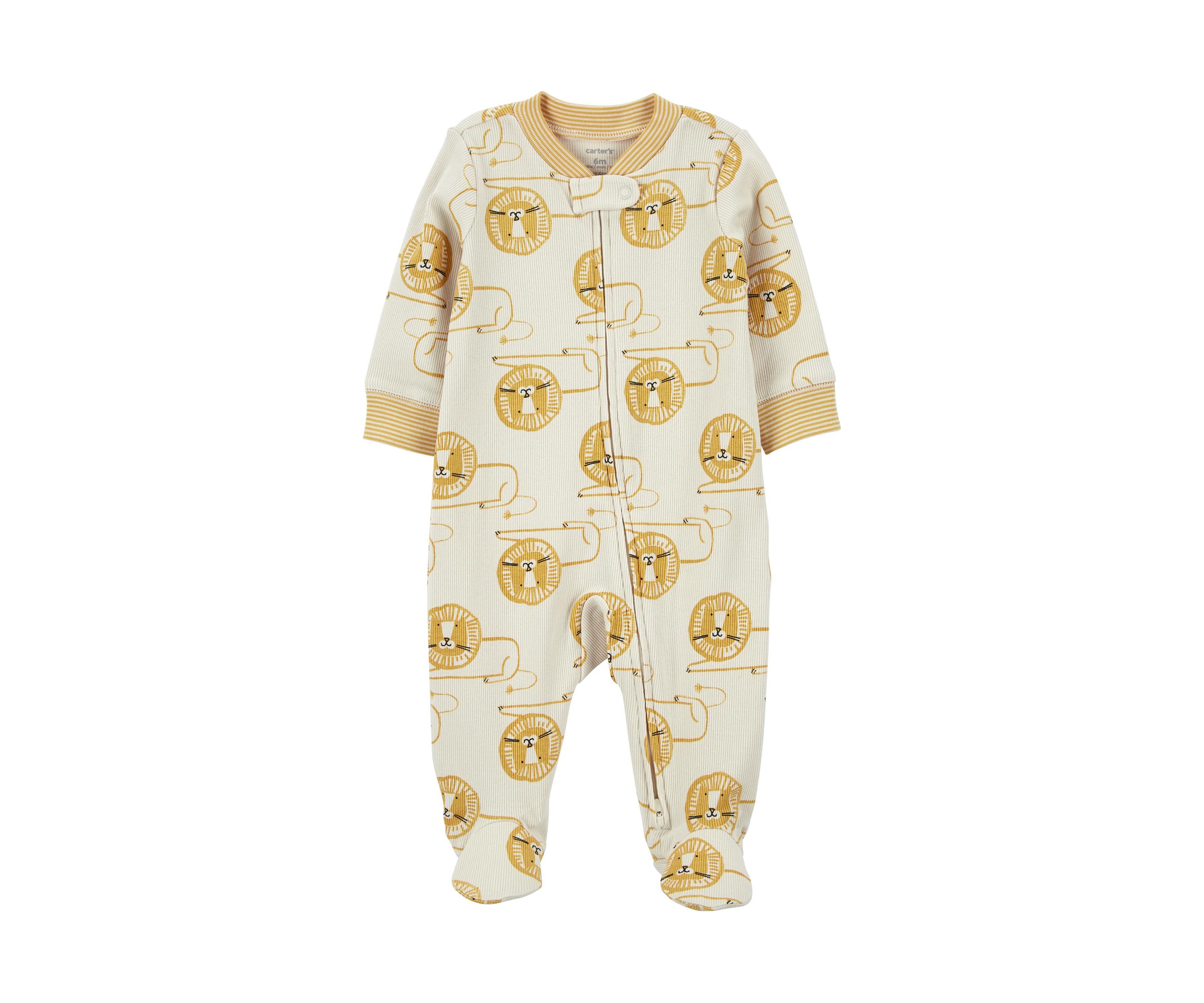 Baby Boys Textured Lion Print Footie Pajamas 