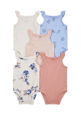 Calvin Klein Baby Girls Two Patterned Logo Bodysuits and Solid Joggers, 3 Piece  Set