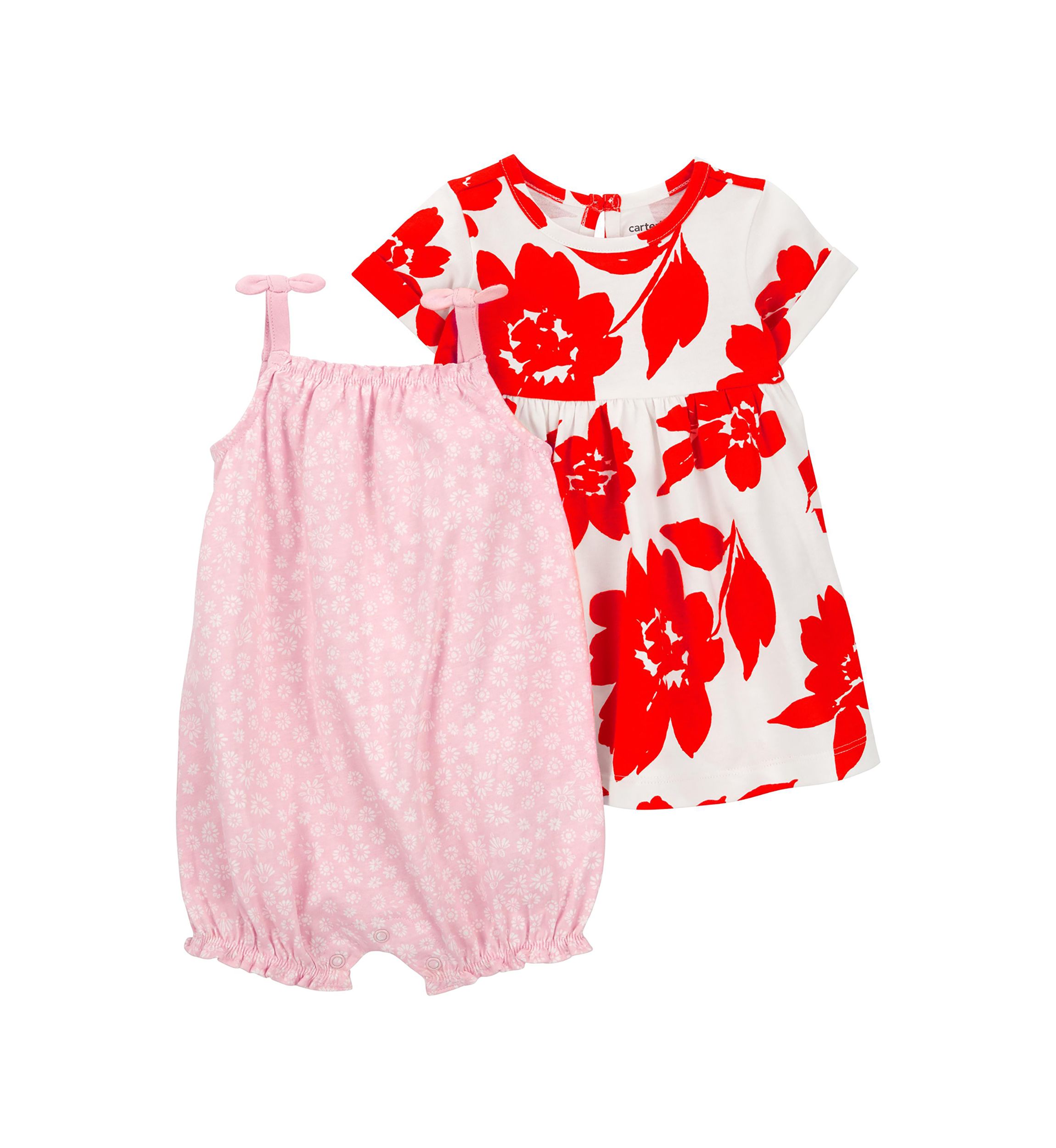 Baby Girls Floral Dress and Romper Set