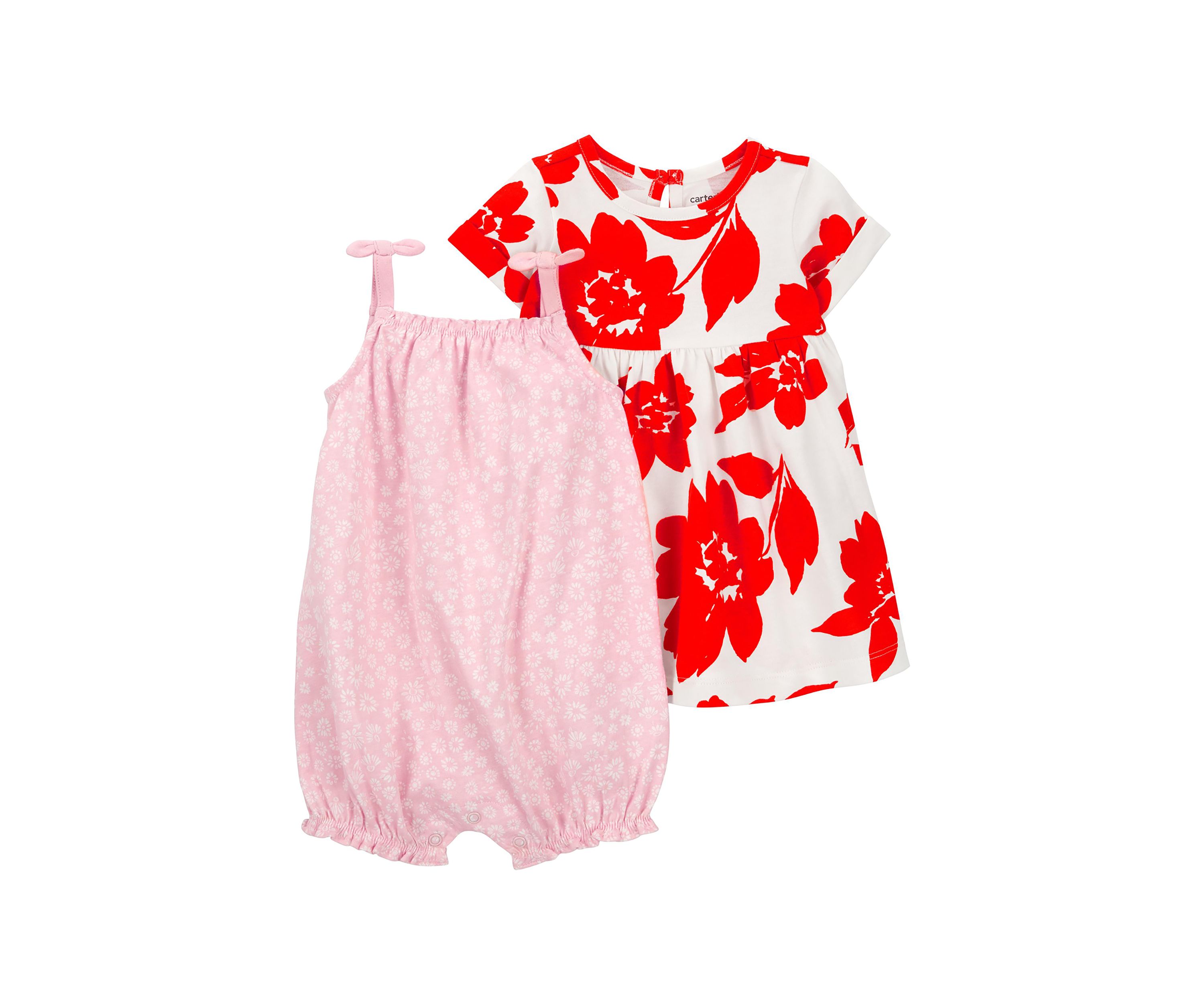 Baby Girls Floral Dress and Romper Set