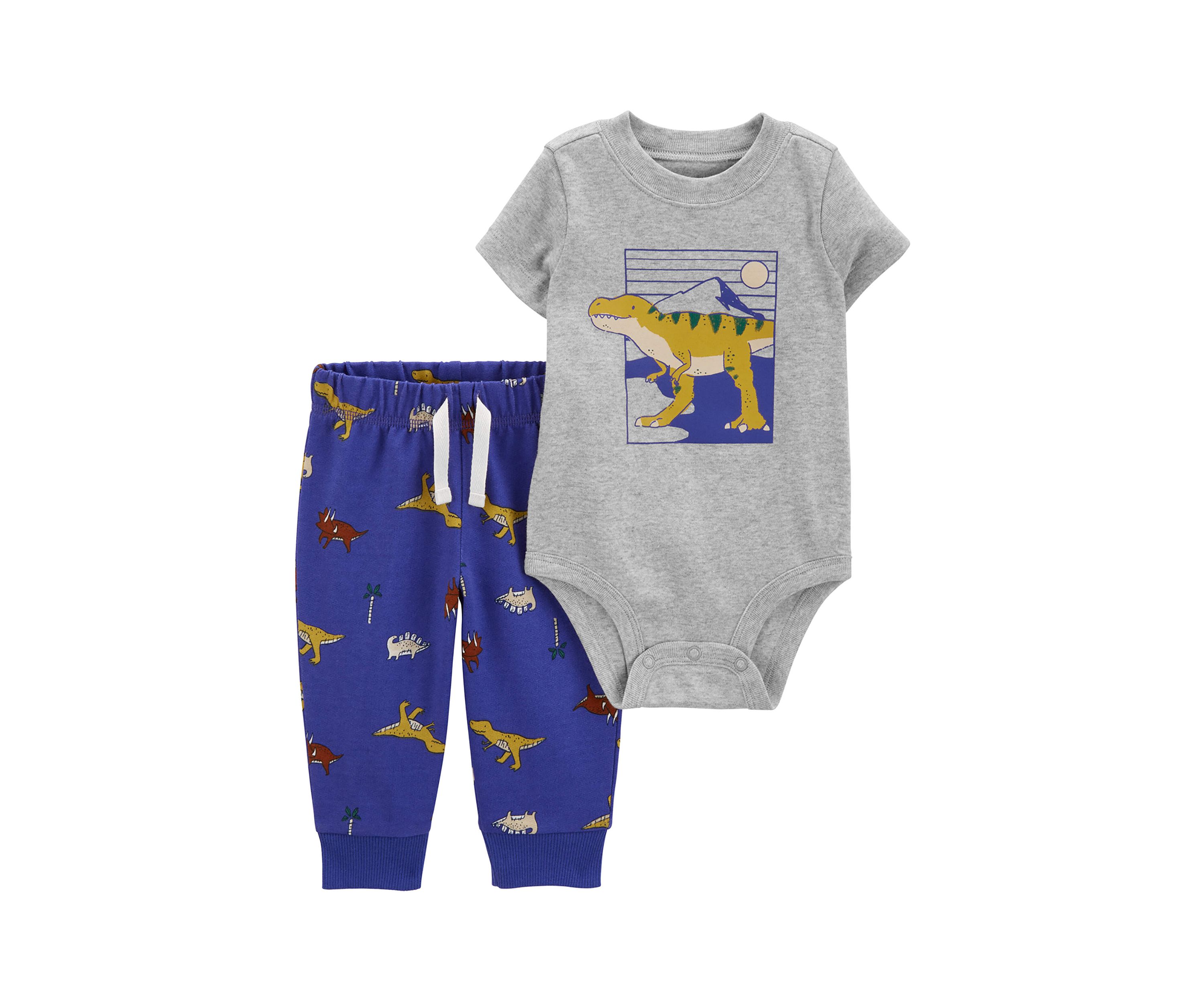 Baby Boys Dinosaur Graphic Bodysuit and Printed Pants Set