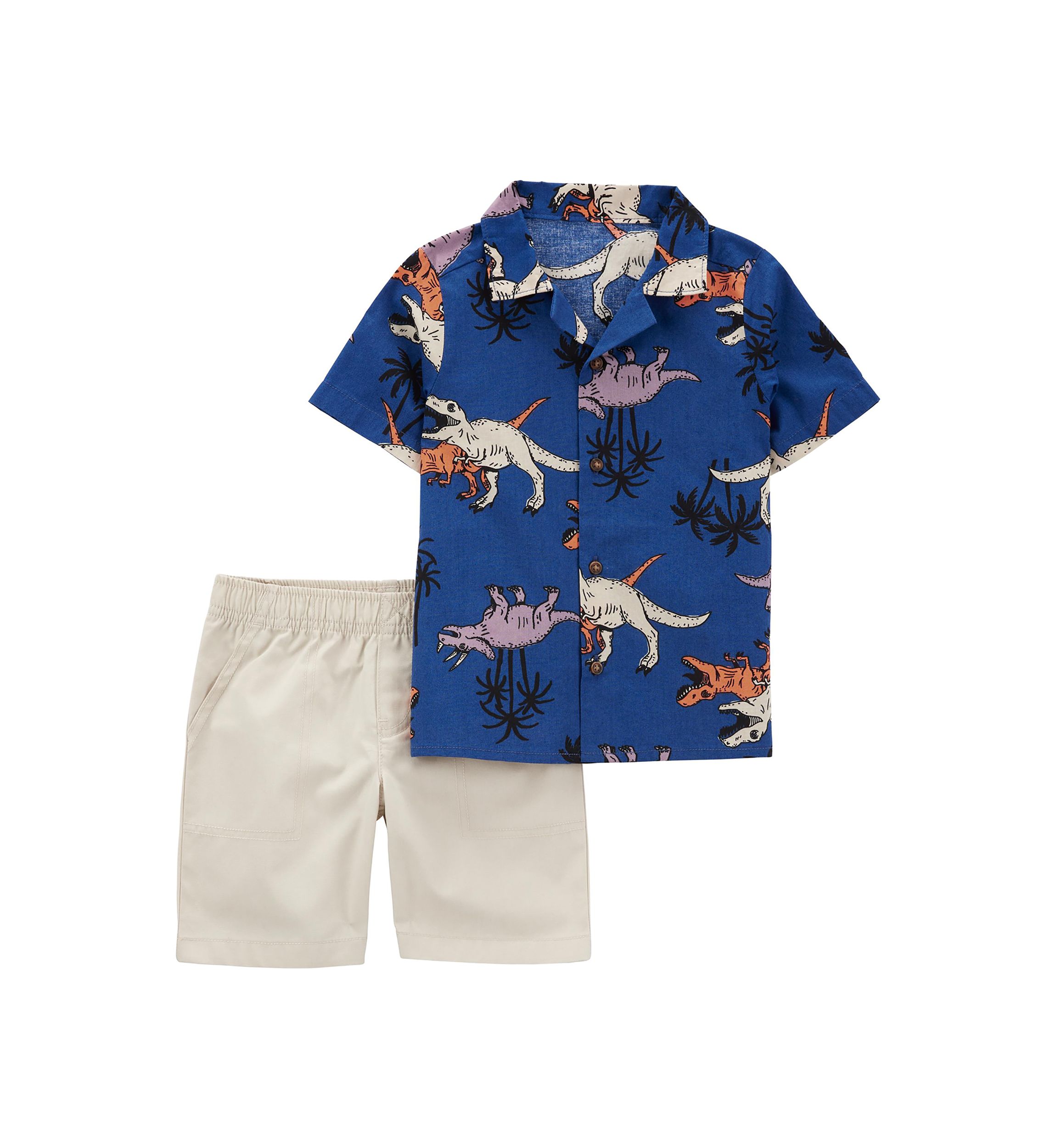 Baby Boys Short Sleeve Dino Polo Shirt and Shorts Set