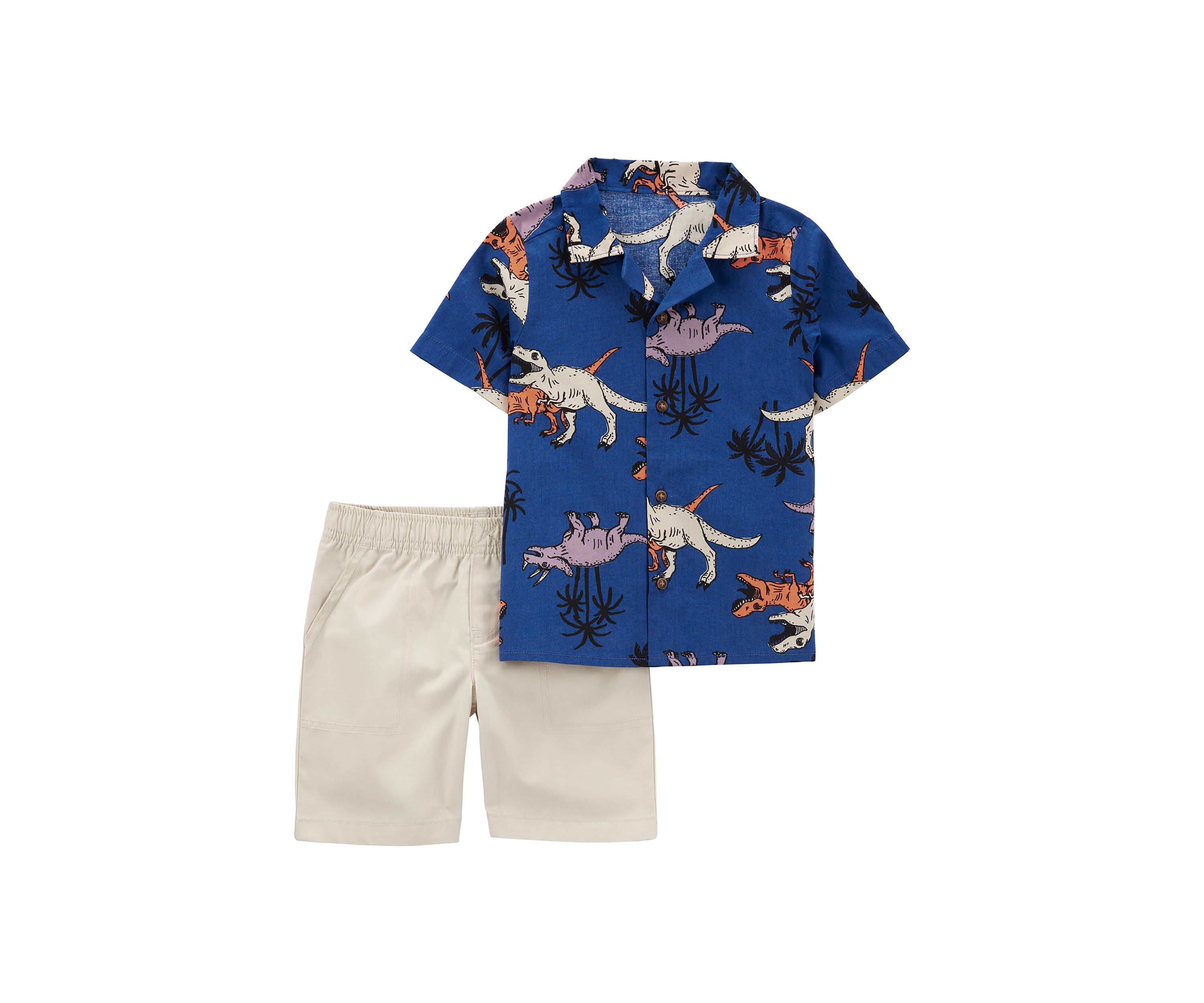 Baby Boys Short Sleeve Dino Polo Shirt and Shorts Set