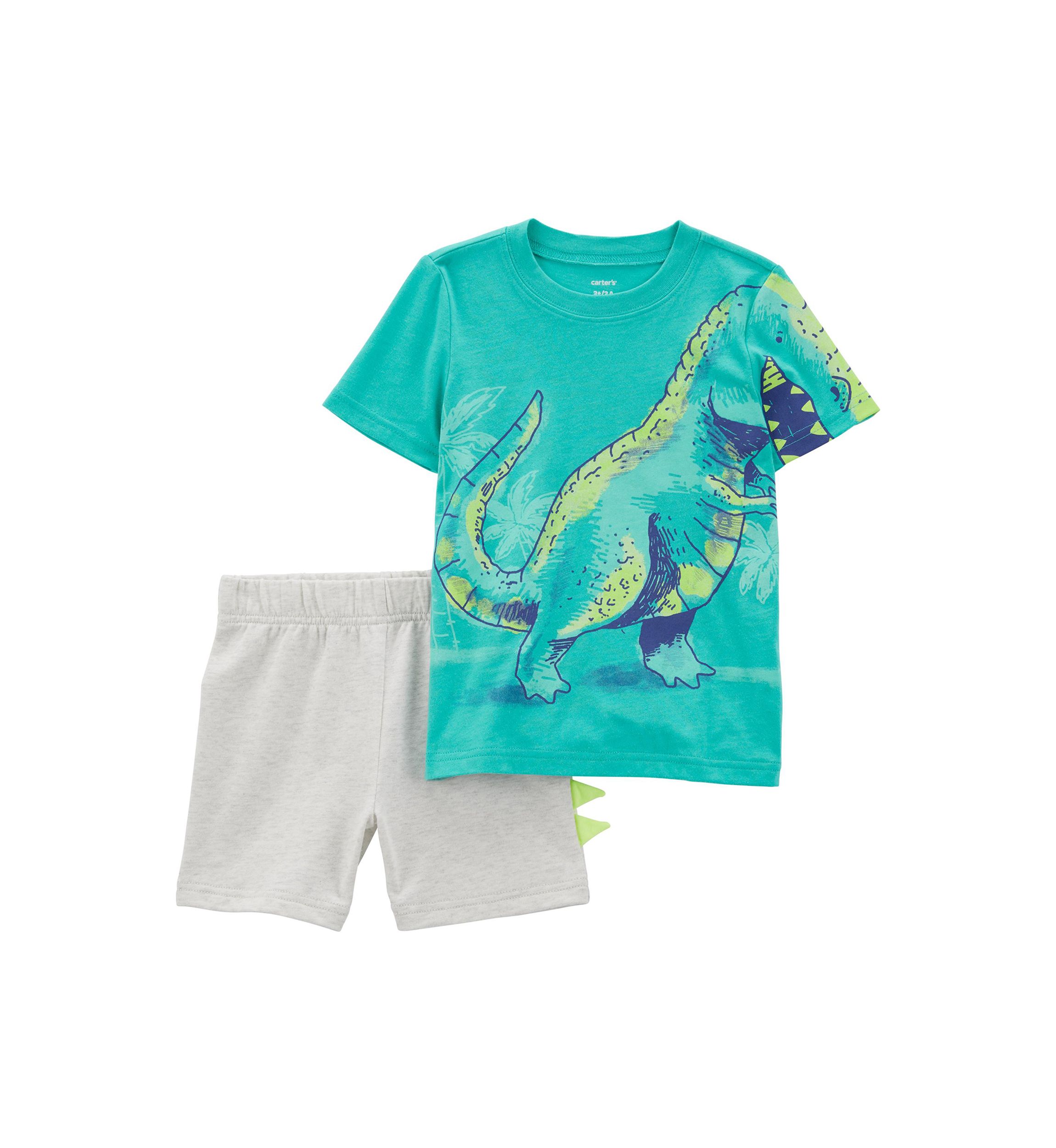 Baby Boys Short Sleeve Dino Graphic T-Shirt and Shorts Set