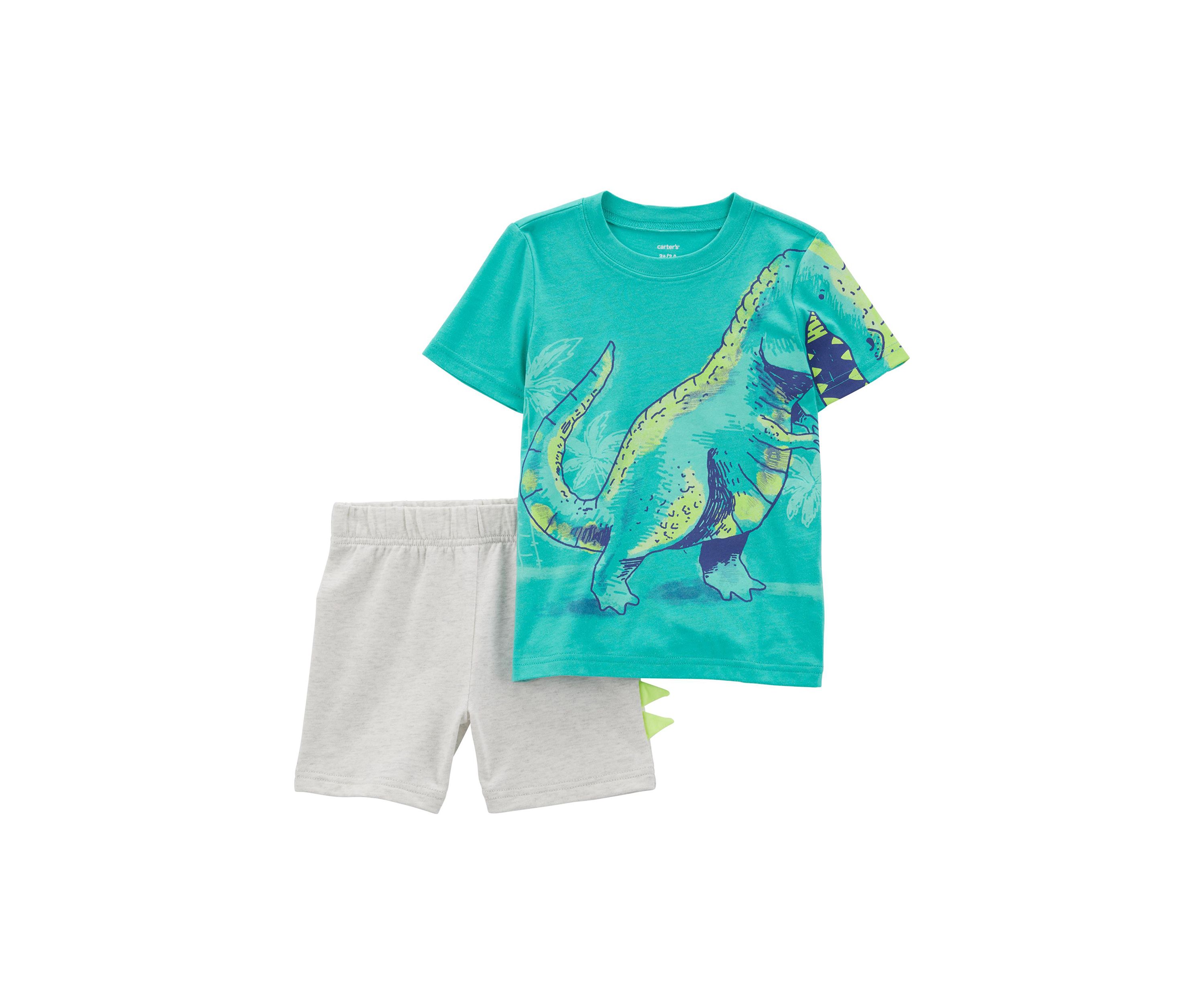Baby Boys Short Sleeve Dino Graphic T-Shirt and Shorts Set