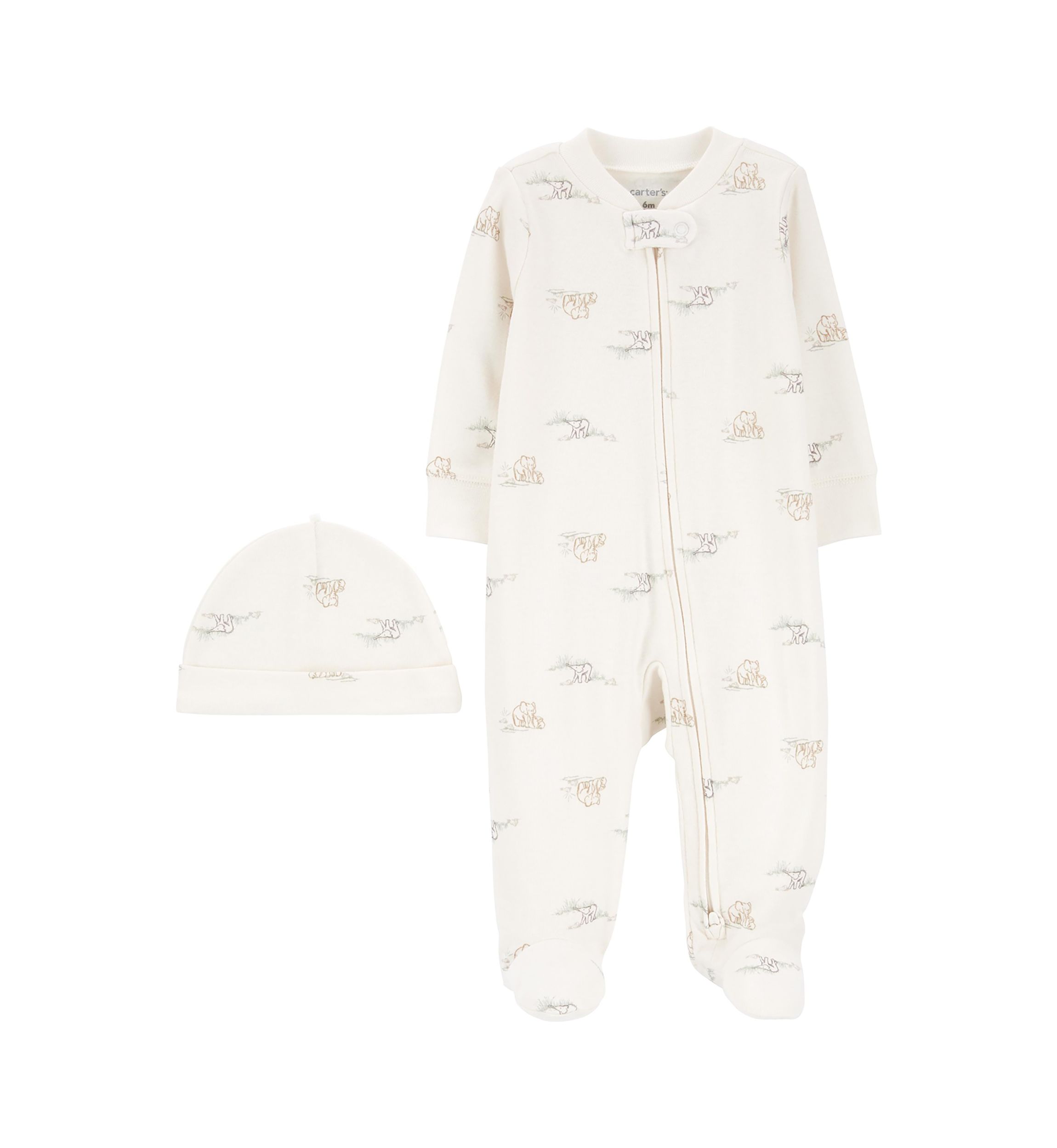 Baby Boys One-Piece Pajama and Hat Set