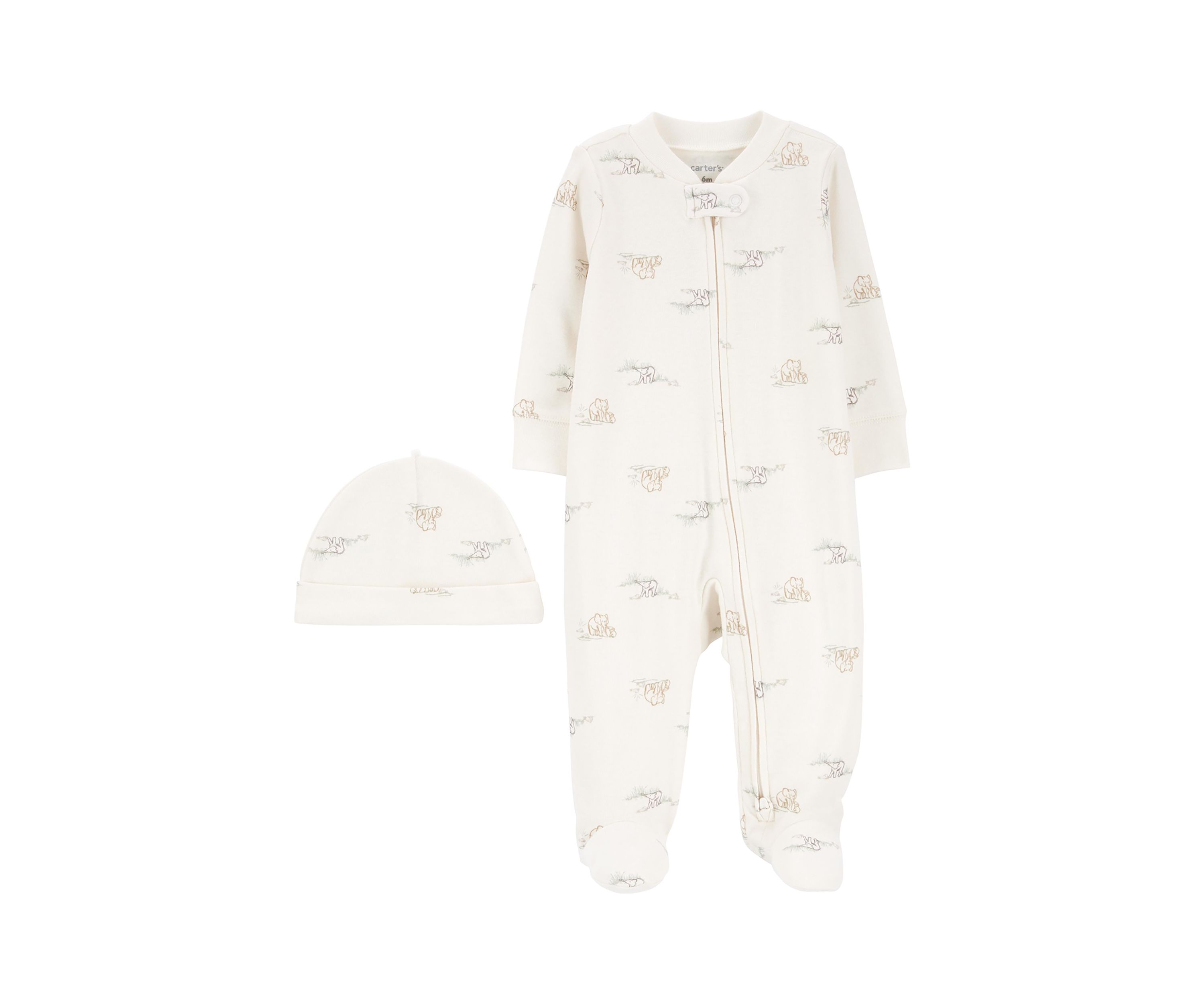 Baby Boys One-Piece Pajama and Hat Set