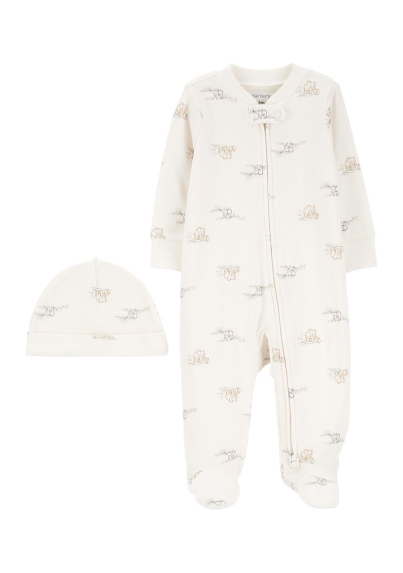 Baby Boys One-Piece Pajama and Hat Set
