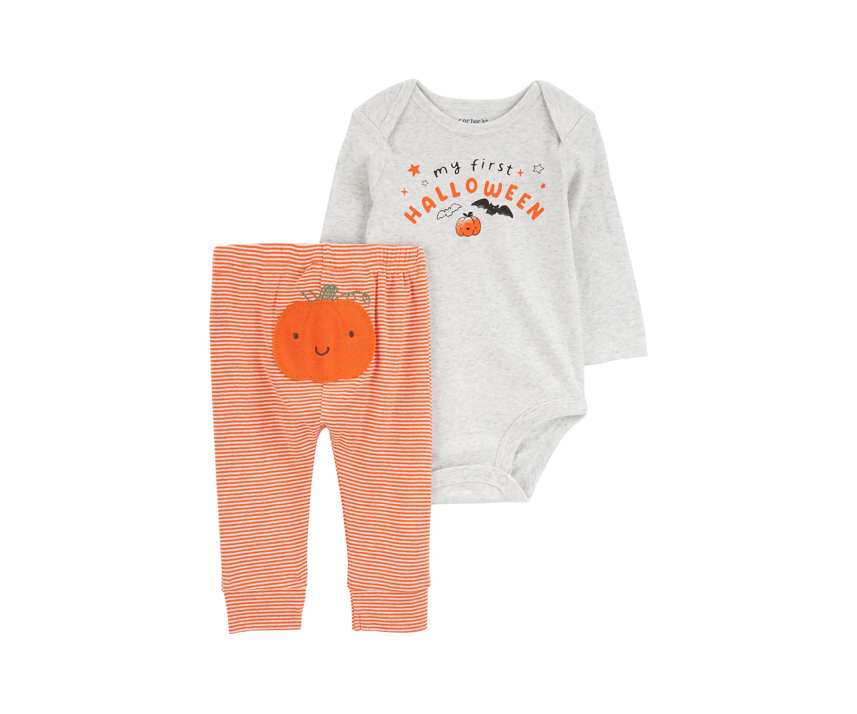 Baby Girls Halloween Graphic Bodysuit and Striped Leggings Set