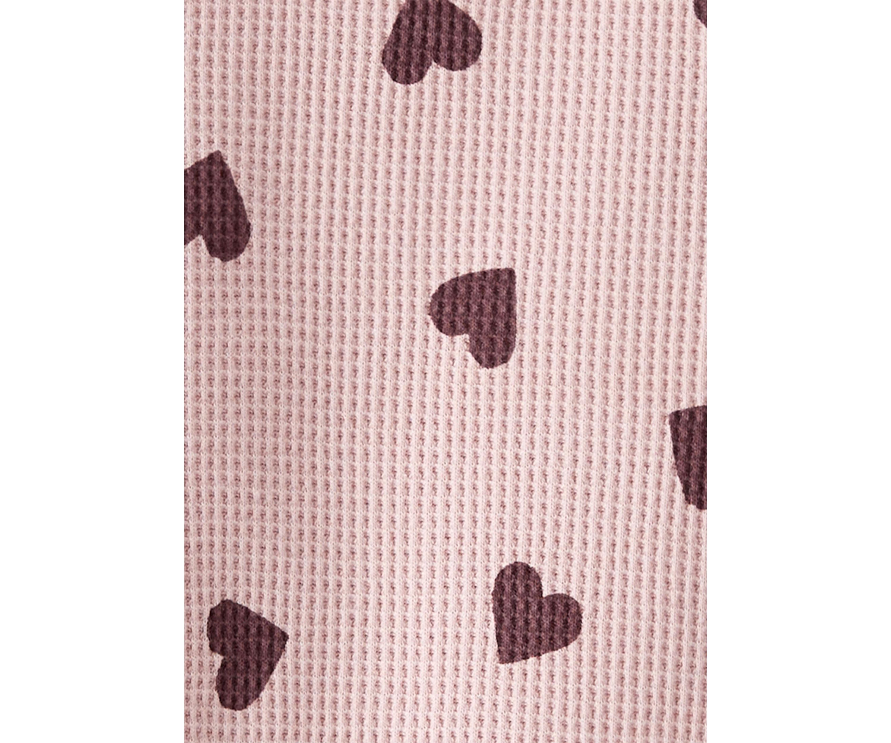 Baby Girls Printed Waffle Knit Thermal Set