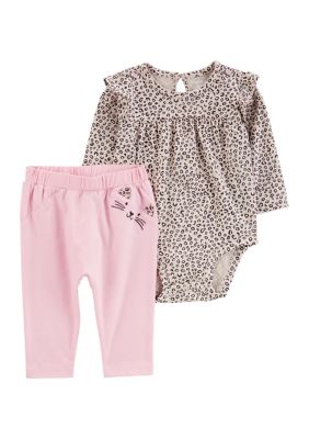 Baby Girls Leopard Printed Bodysuit and Leggings Set