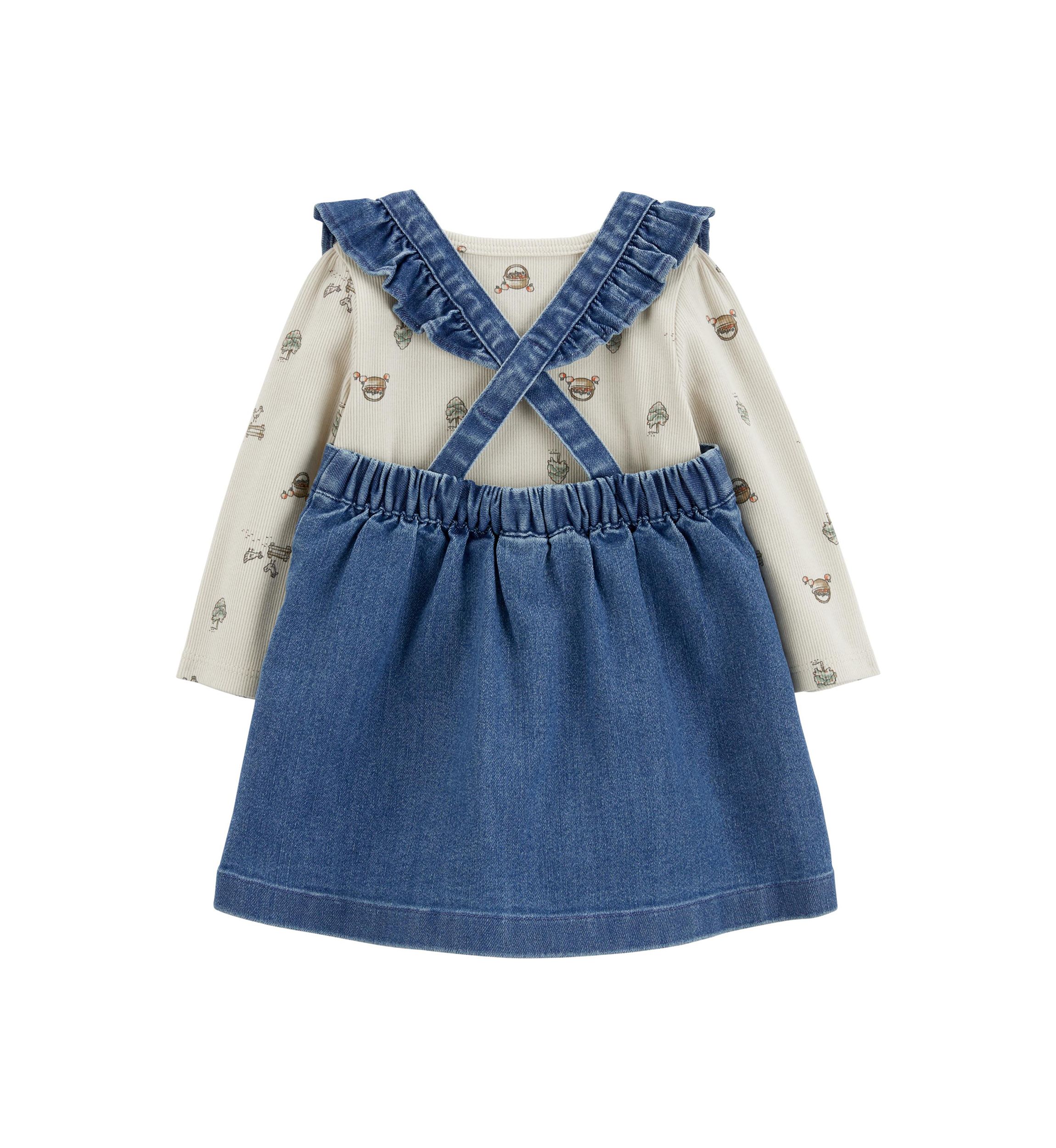 Baby Girls Denim Jumper Dress Set