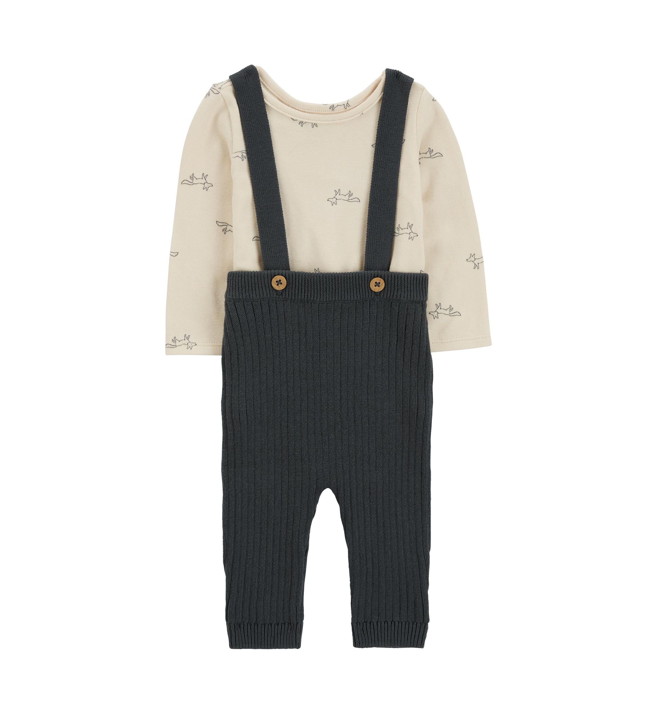 Baby Boys Printed Bodysuit and Coveralls Set
