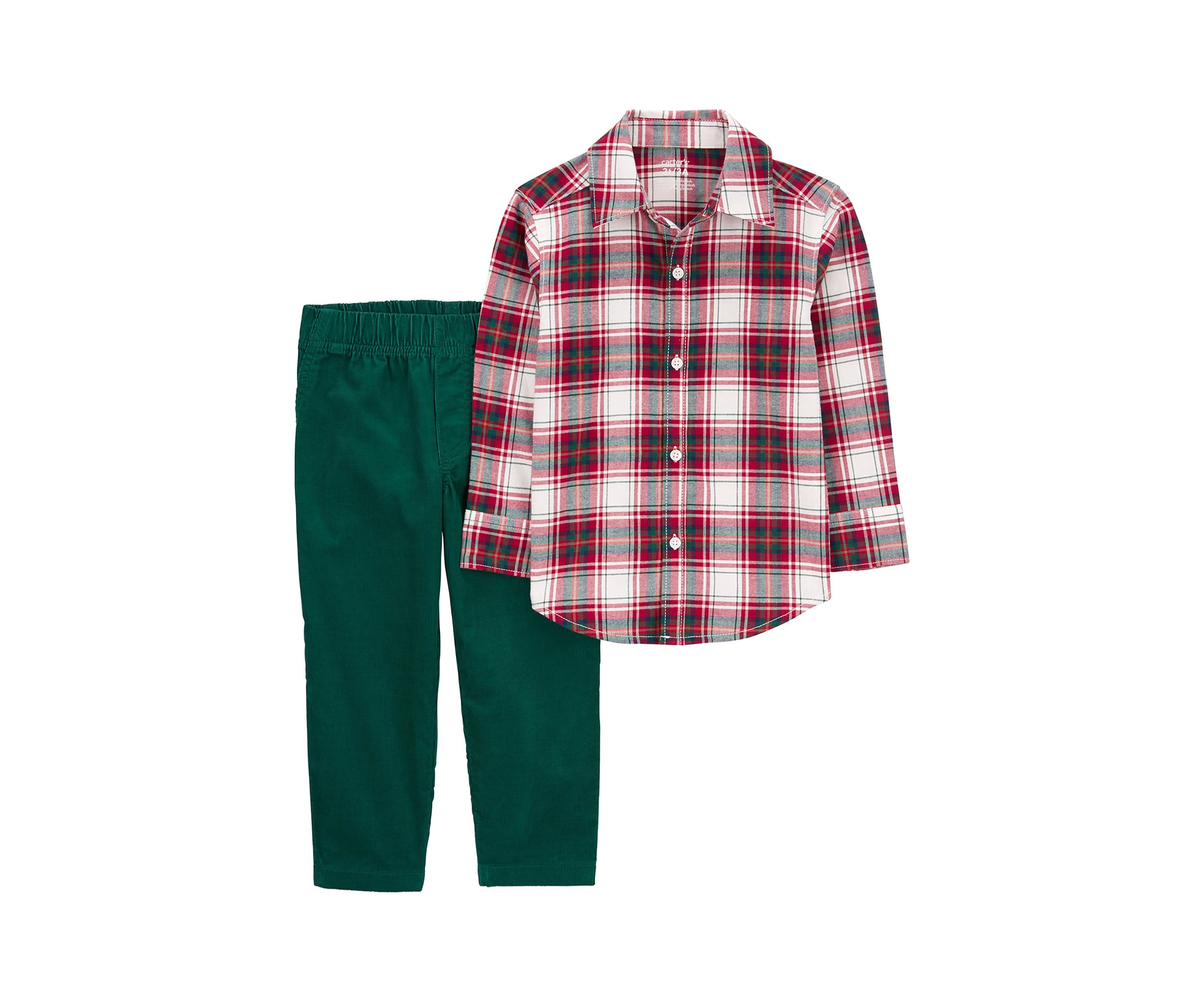 Baby Boys Plaid Printed Shirt and Pants Set