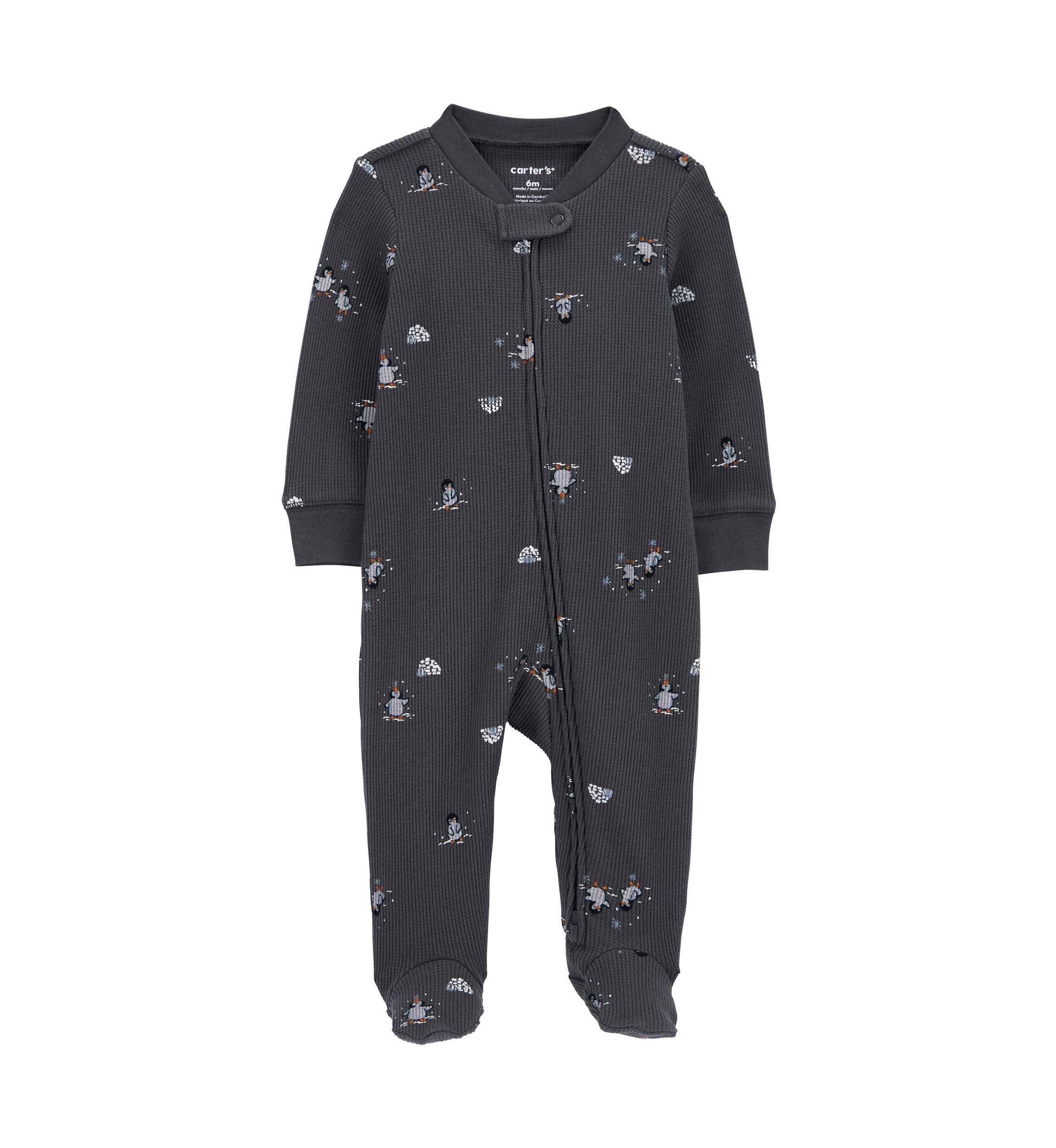 Baby Girls Textured Printed Footie Pajamas