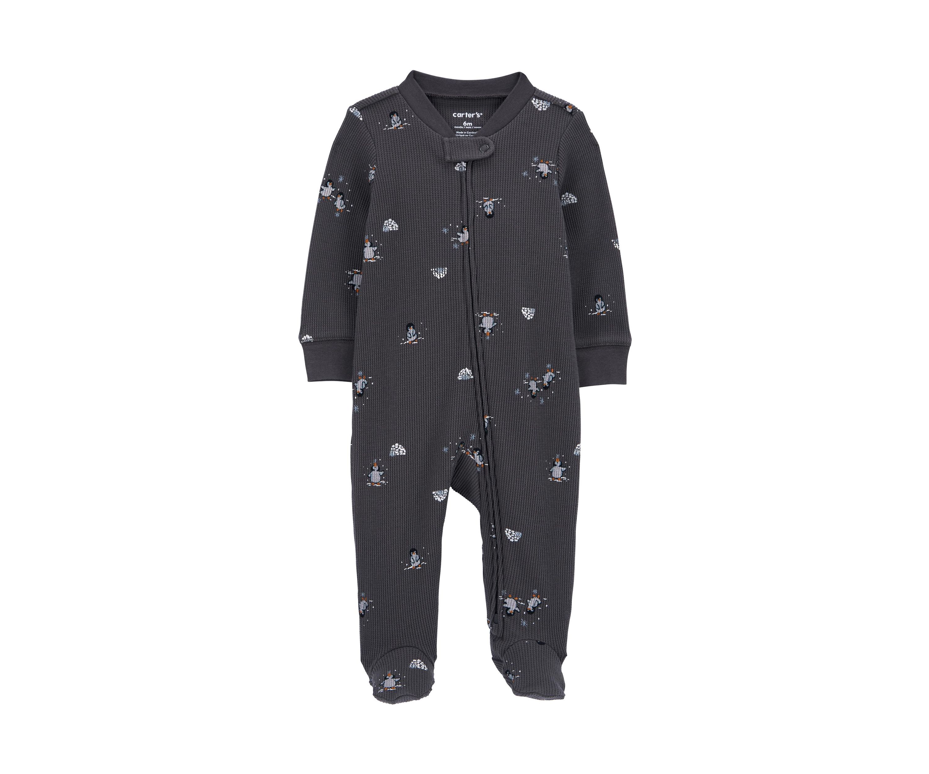 Baby Girls Textured Printed Footie Pajamas