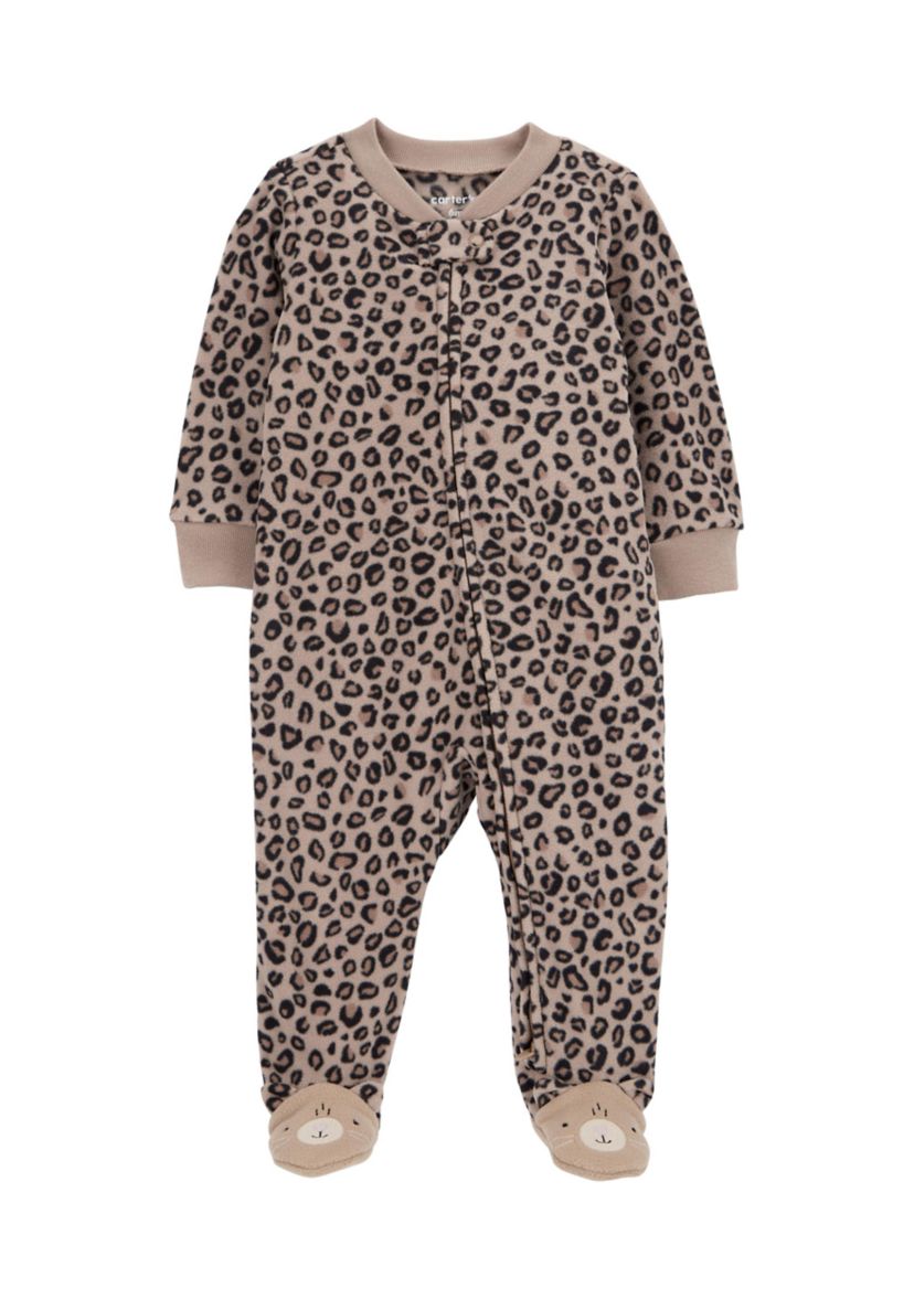 Baby Girls Microfleece Printed Footie Pajamas