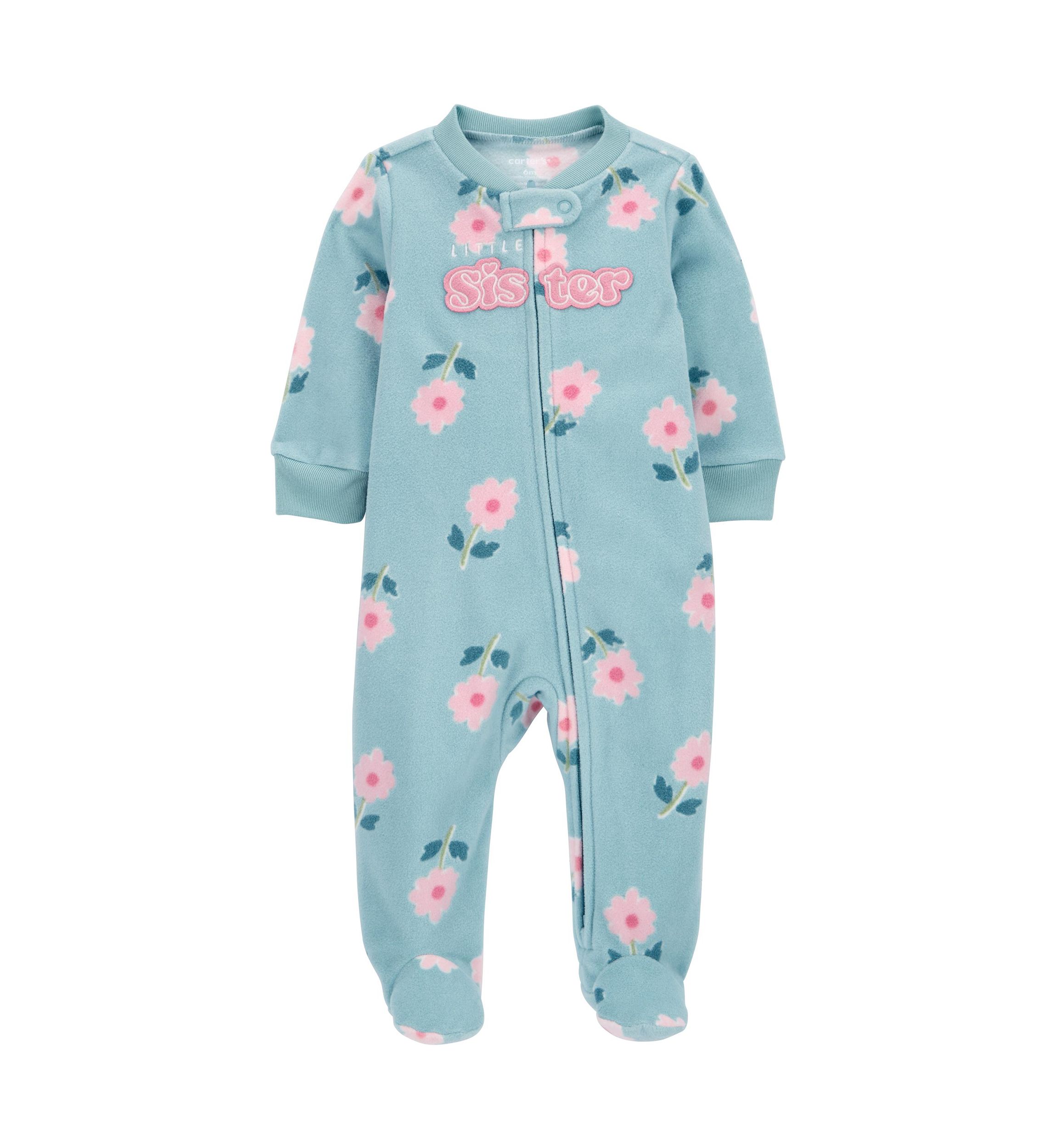Baby Girls Microfleece Printed Footie Pajamas