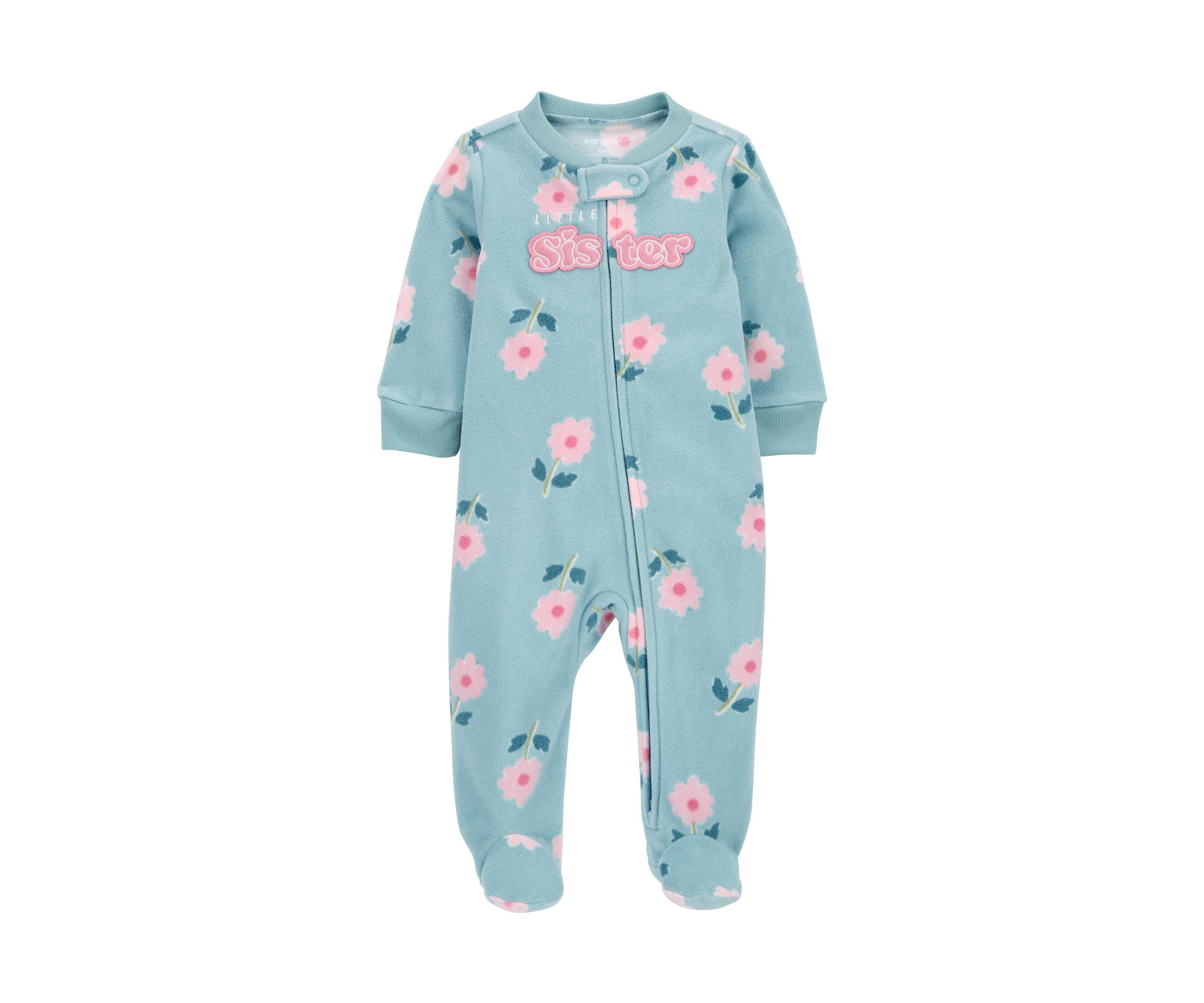 Baby Girls Microfleece Printed Footie Pajamas
