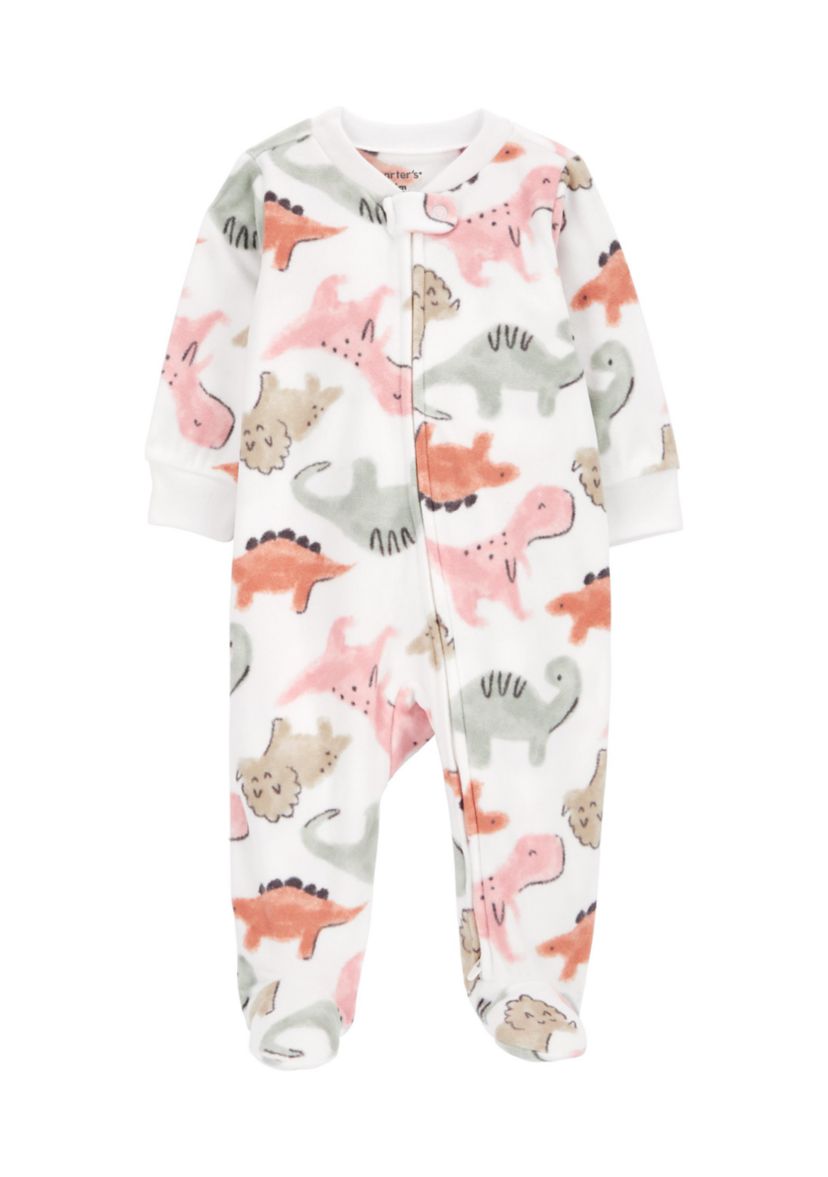 Baby Girls Microfleece Printed Footie Pajamas