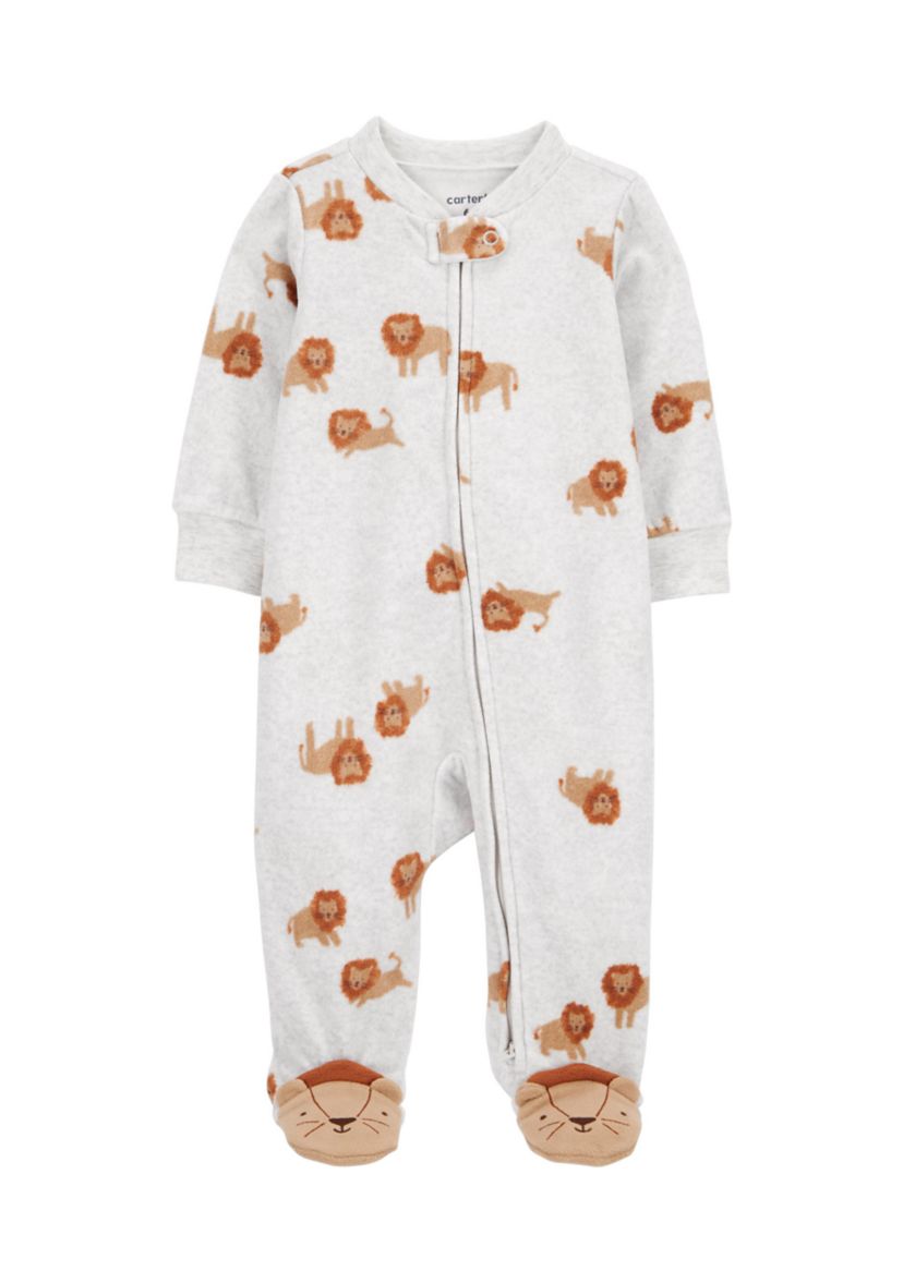 Baby Boys Microfleece Printed Footie Pajamas