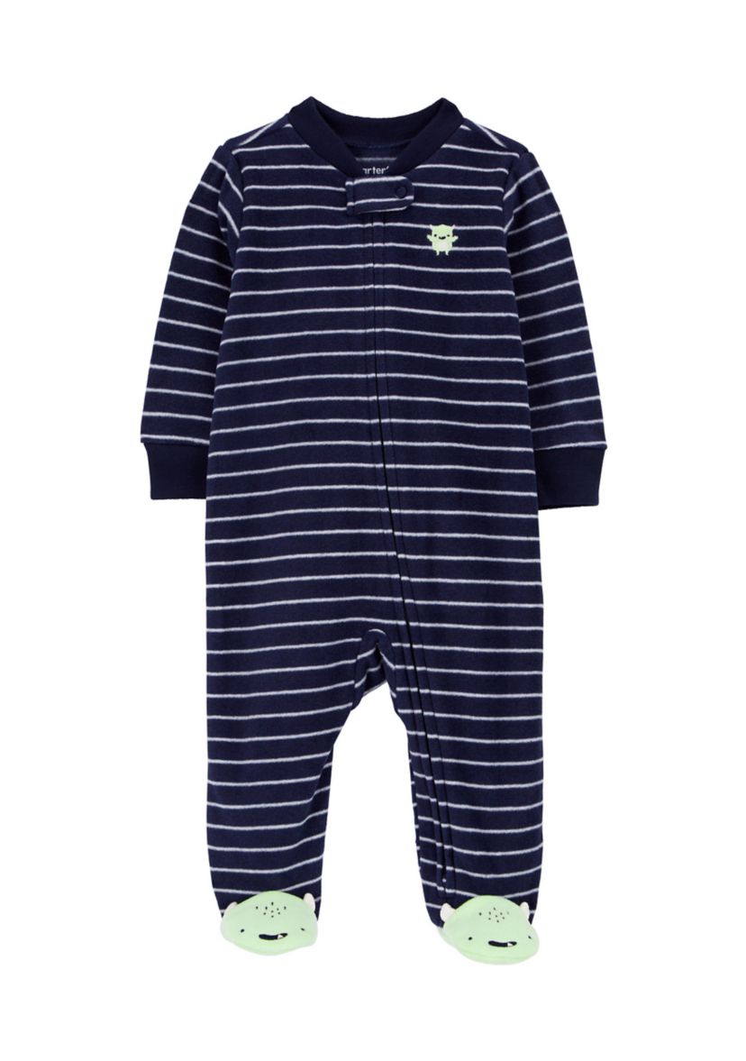 Baby Boys Microfleece Printed Footie Pajamas