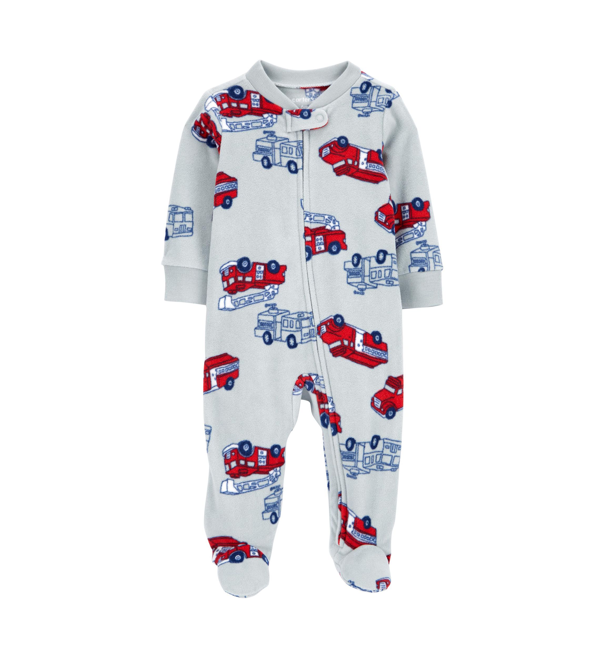 Baby Boys Microfleece Printed Footie Pajamas