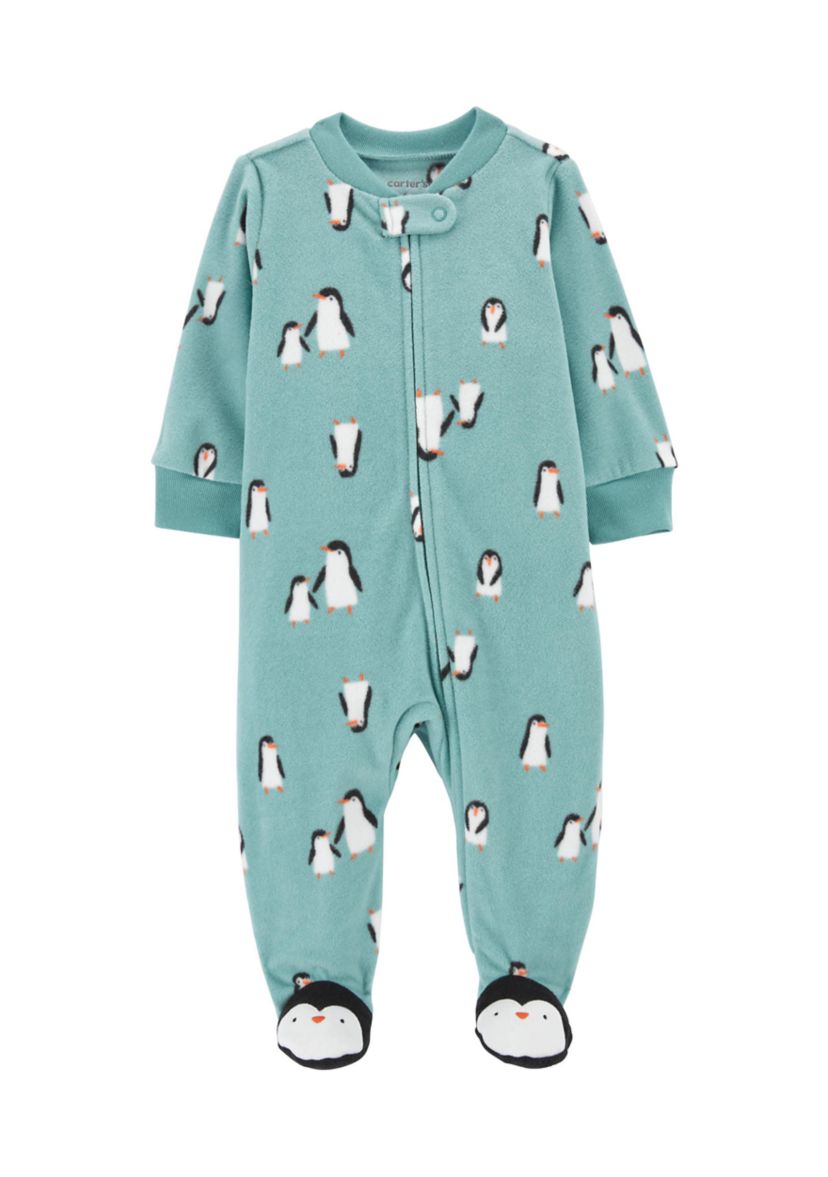 Baby Girls Microfleece Printed Footie Pajamas
