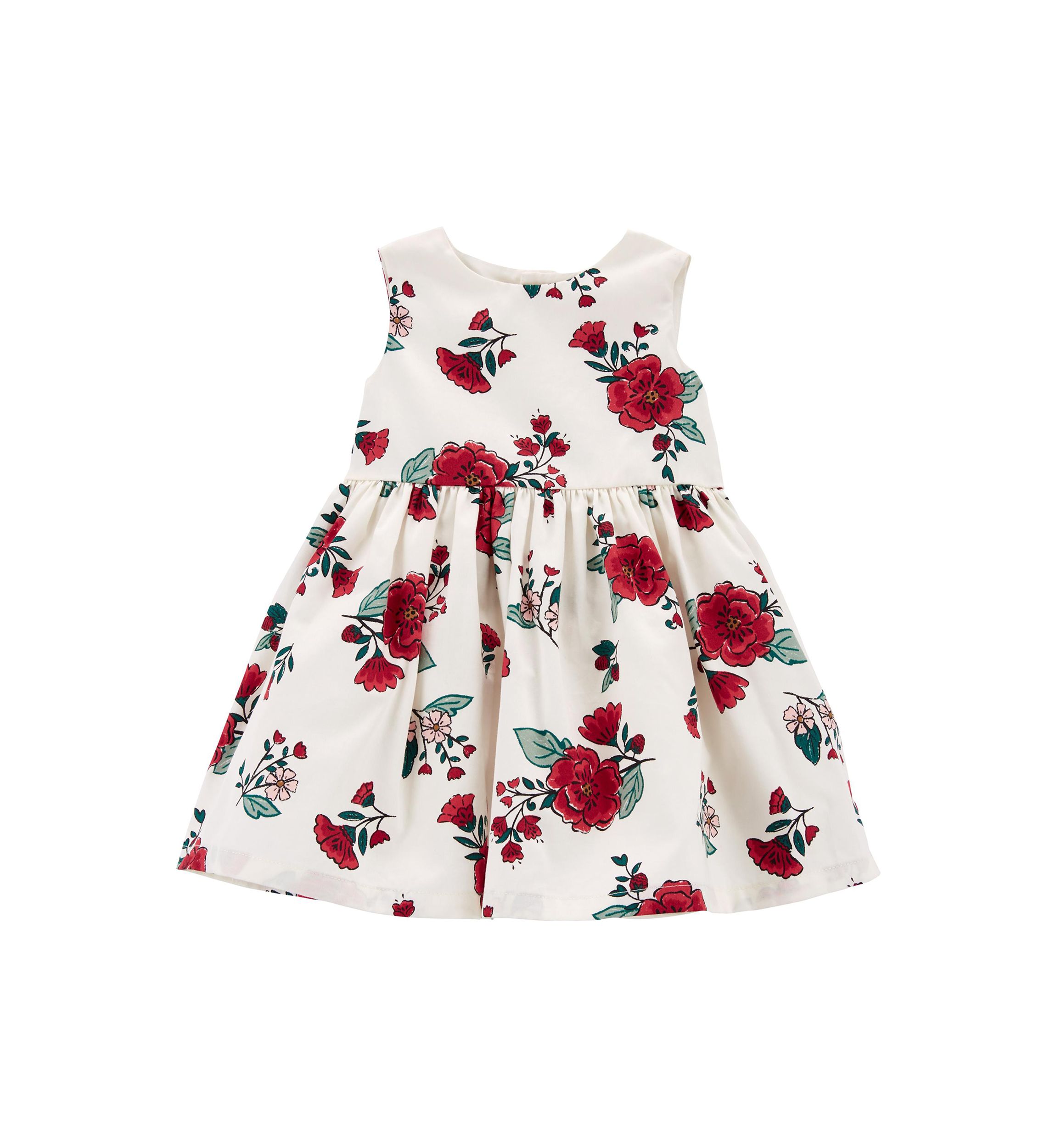Baby Girls Printed Dress with Diaper Cover