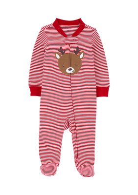 Carter's Baby Boys Printed Textured Snap Zip Footie Pajamas, Red, 9 Months -  0195862711697