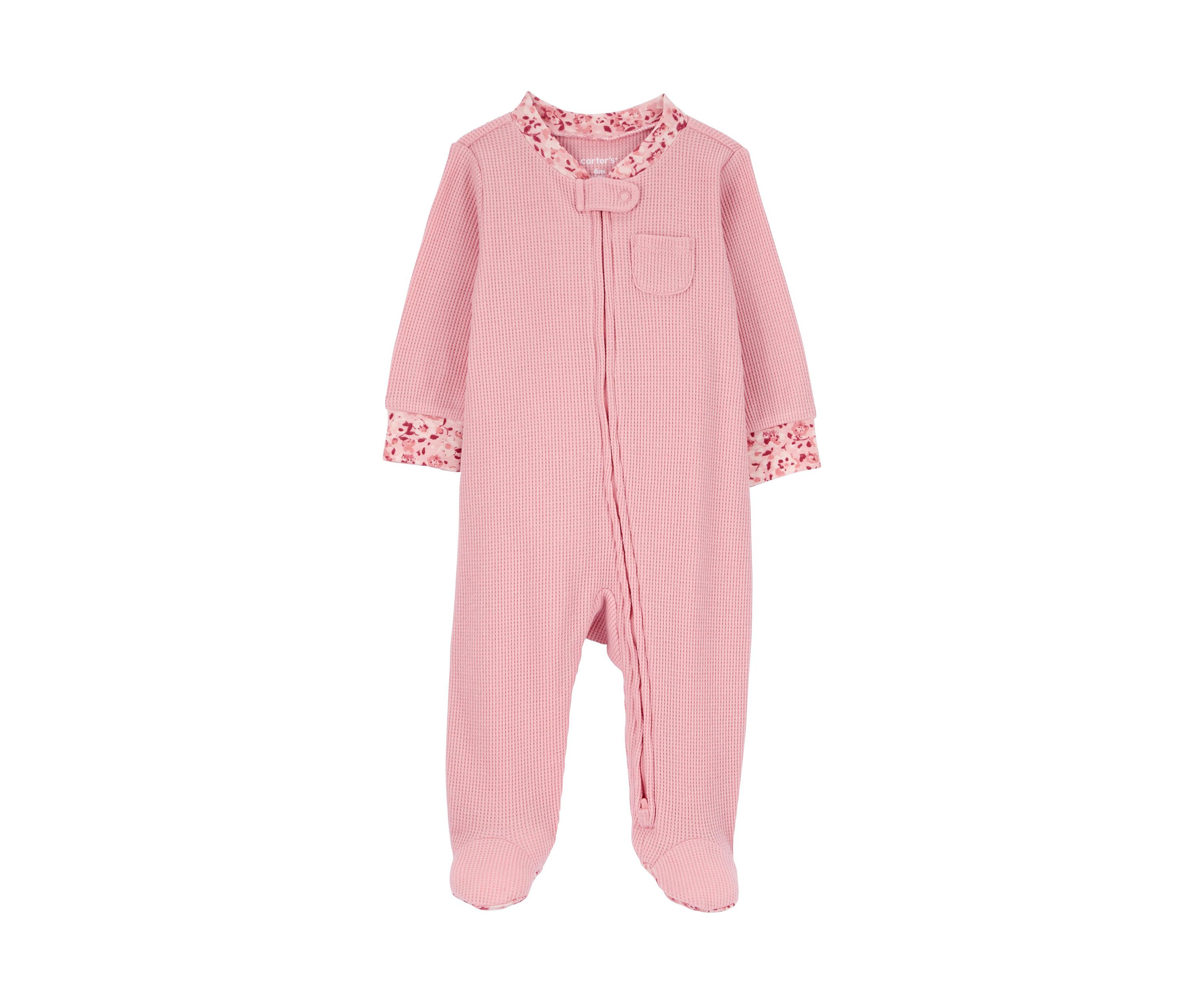 Baby Girls Snap Zip Textured Footie Pajamas