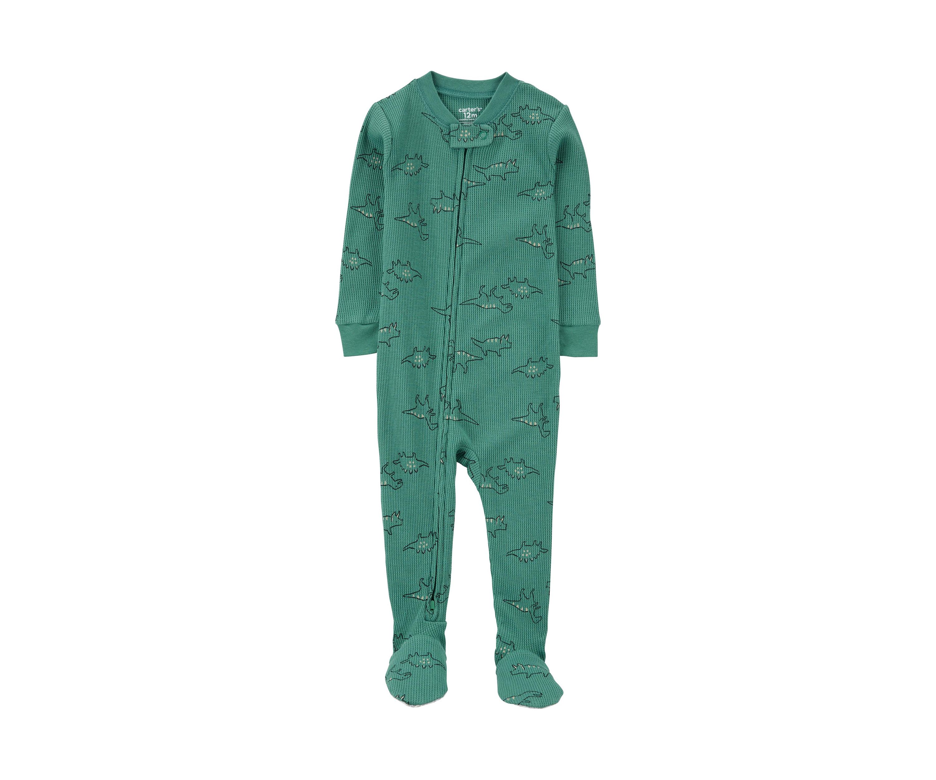 Toddler Boys Dinosaur Printed Thermal Footie Pajamas