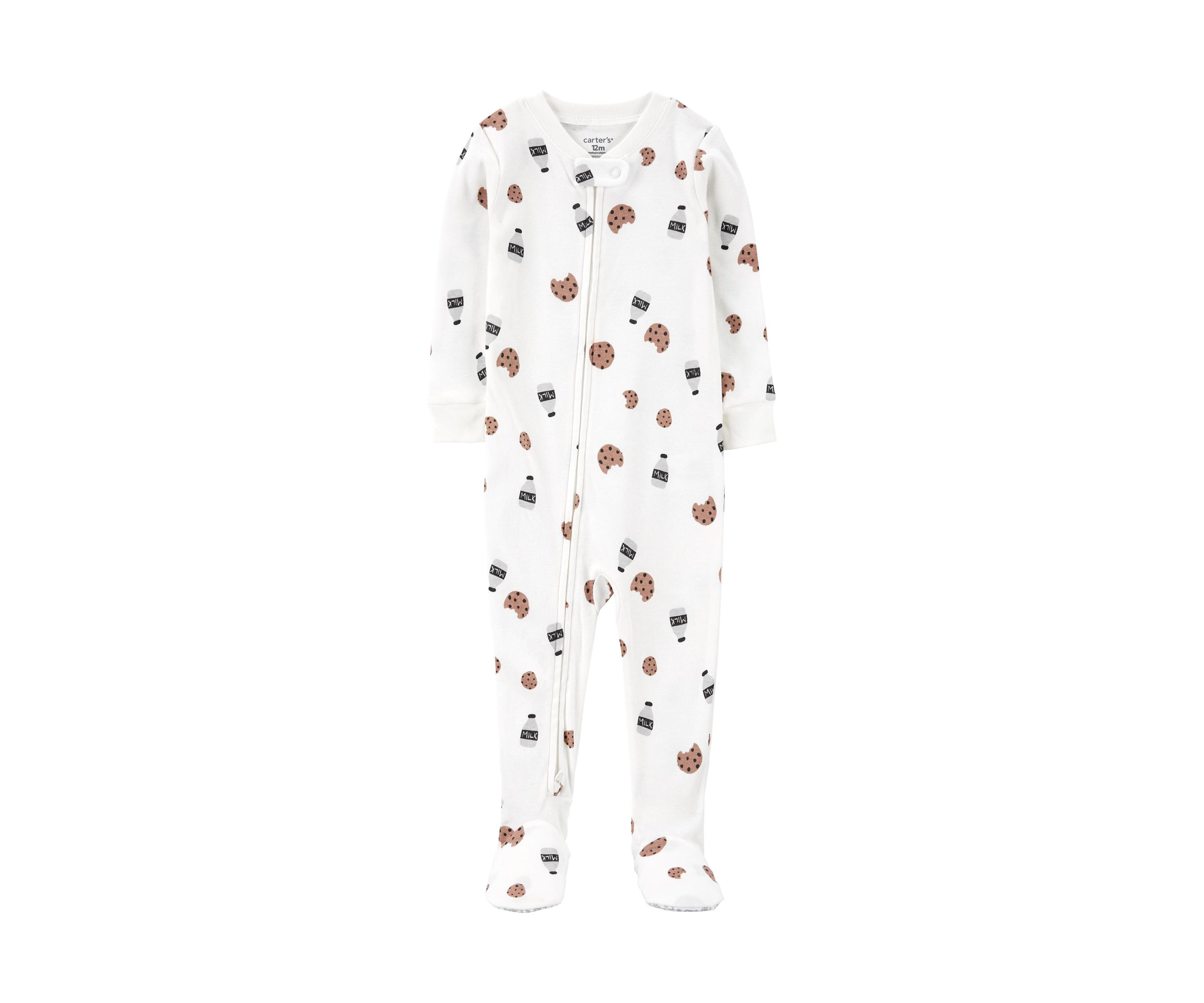 Baby Boys Milk and Cookies Thermal Printed Footie Pajamas