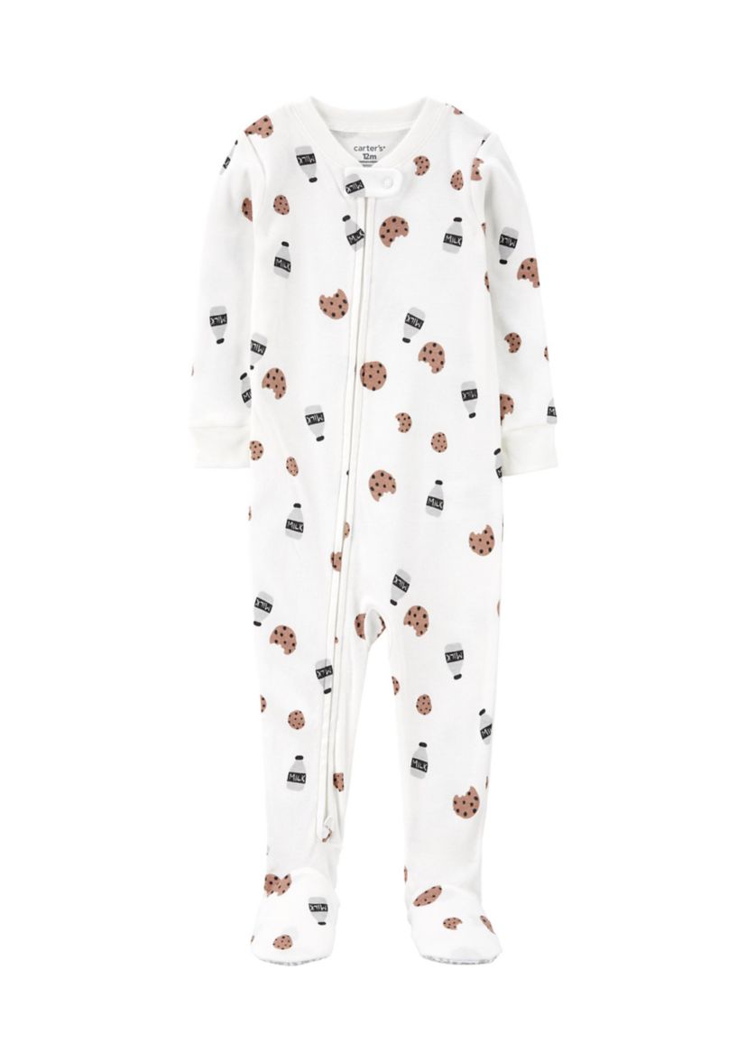 Baby Boys Milk and Cookies Thermal Printed Footie Pajamas