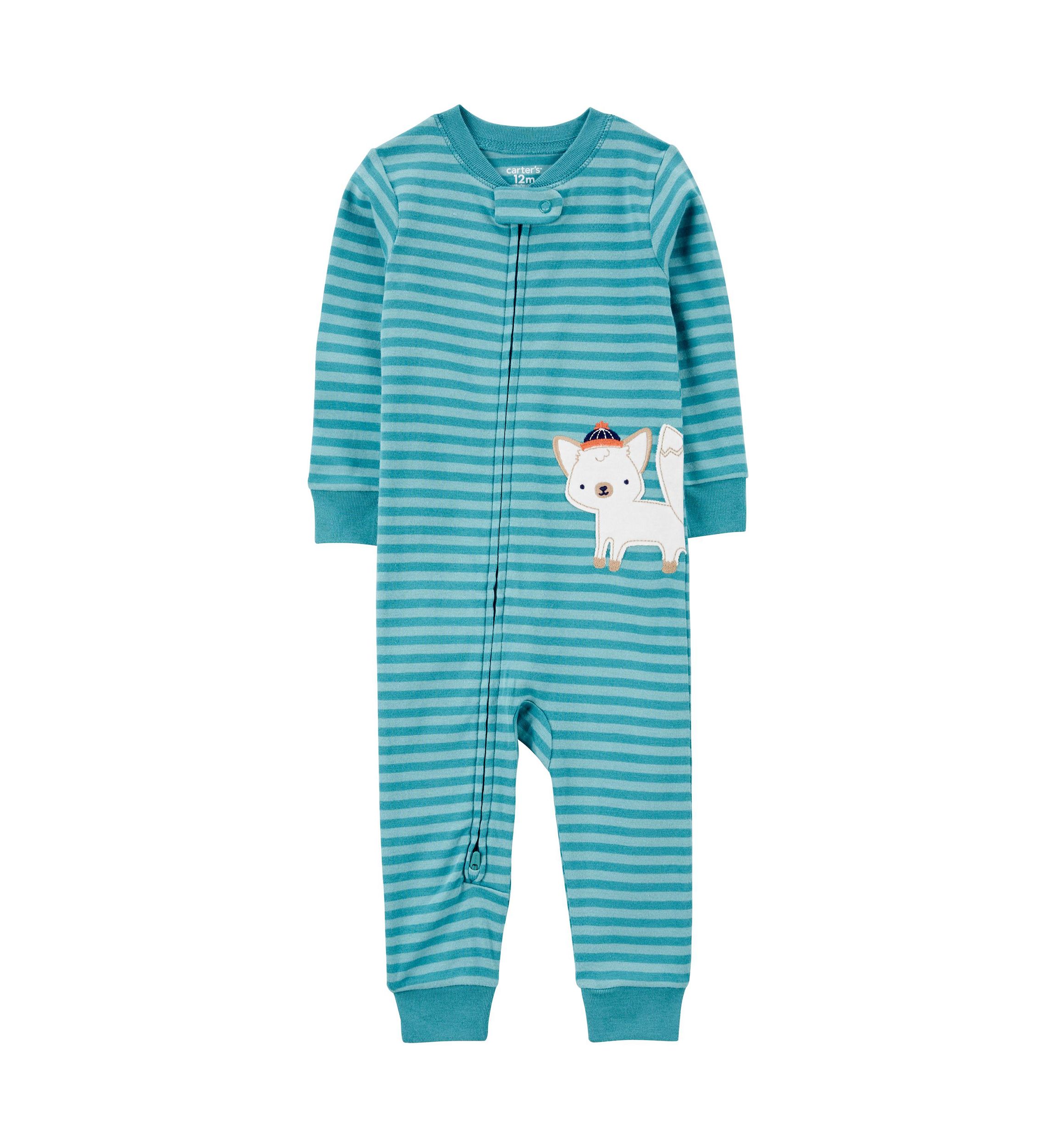 Baby Boys Striped Cotton Footie Pajamas