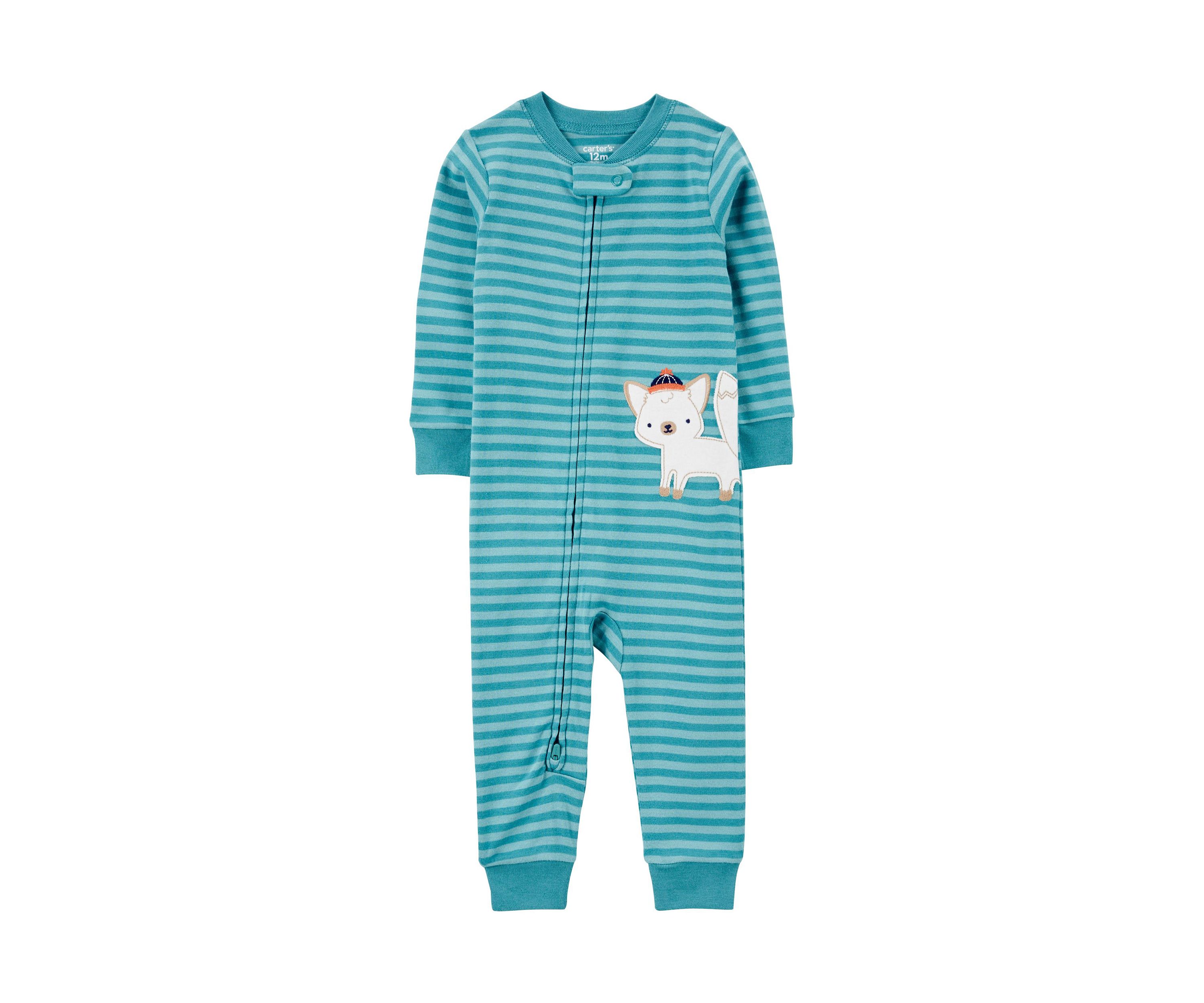 Baby Boys Striped Cotton Footie Pajamas