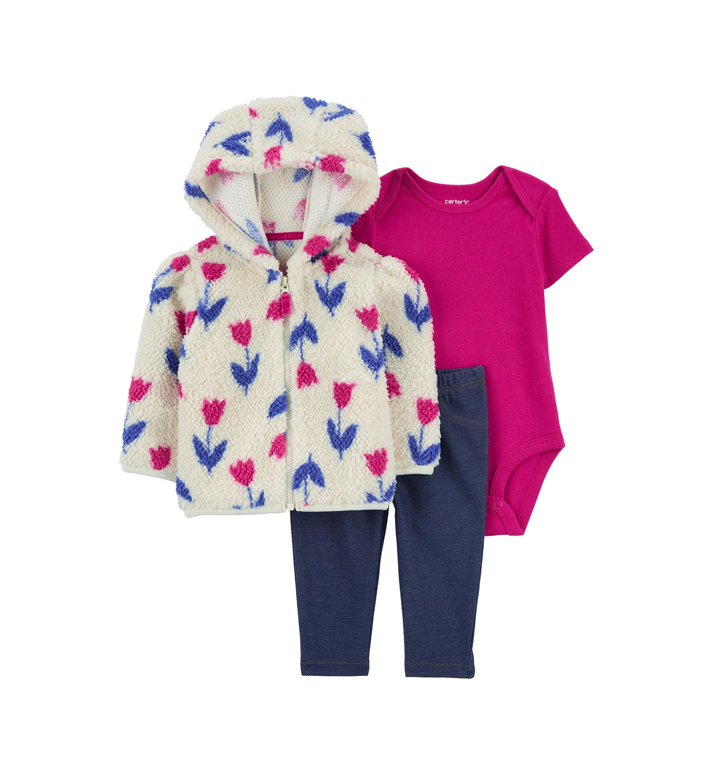 Baby Girls 3 Piece Jacket and Bodysuit Set