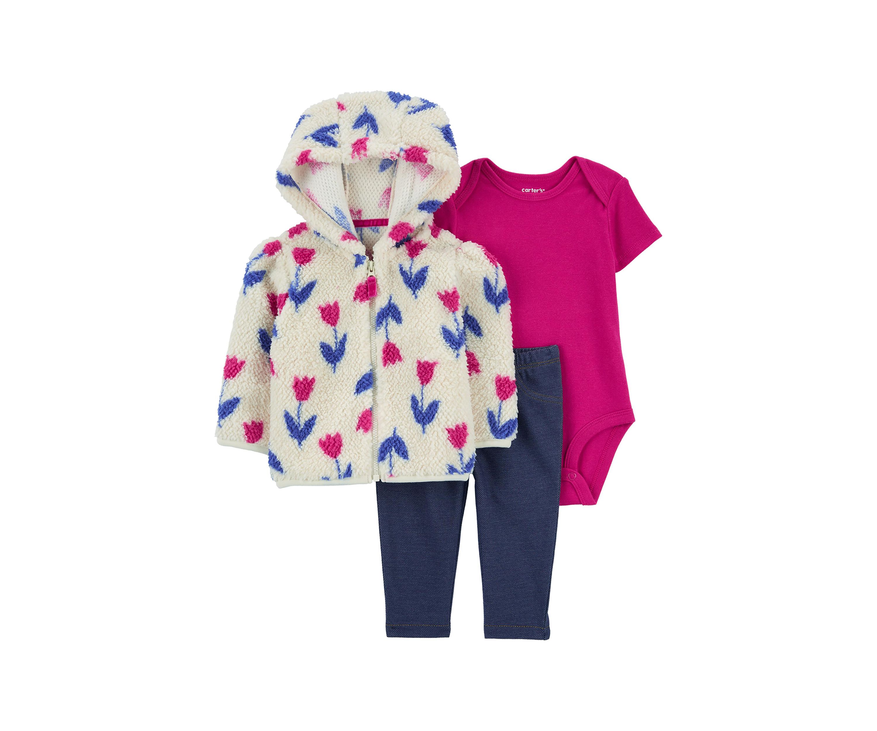 Baby Girls 3 Piece Jacket and Bodysuit Set