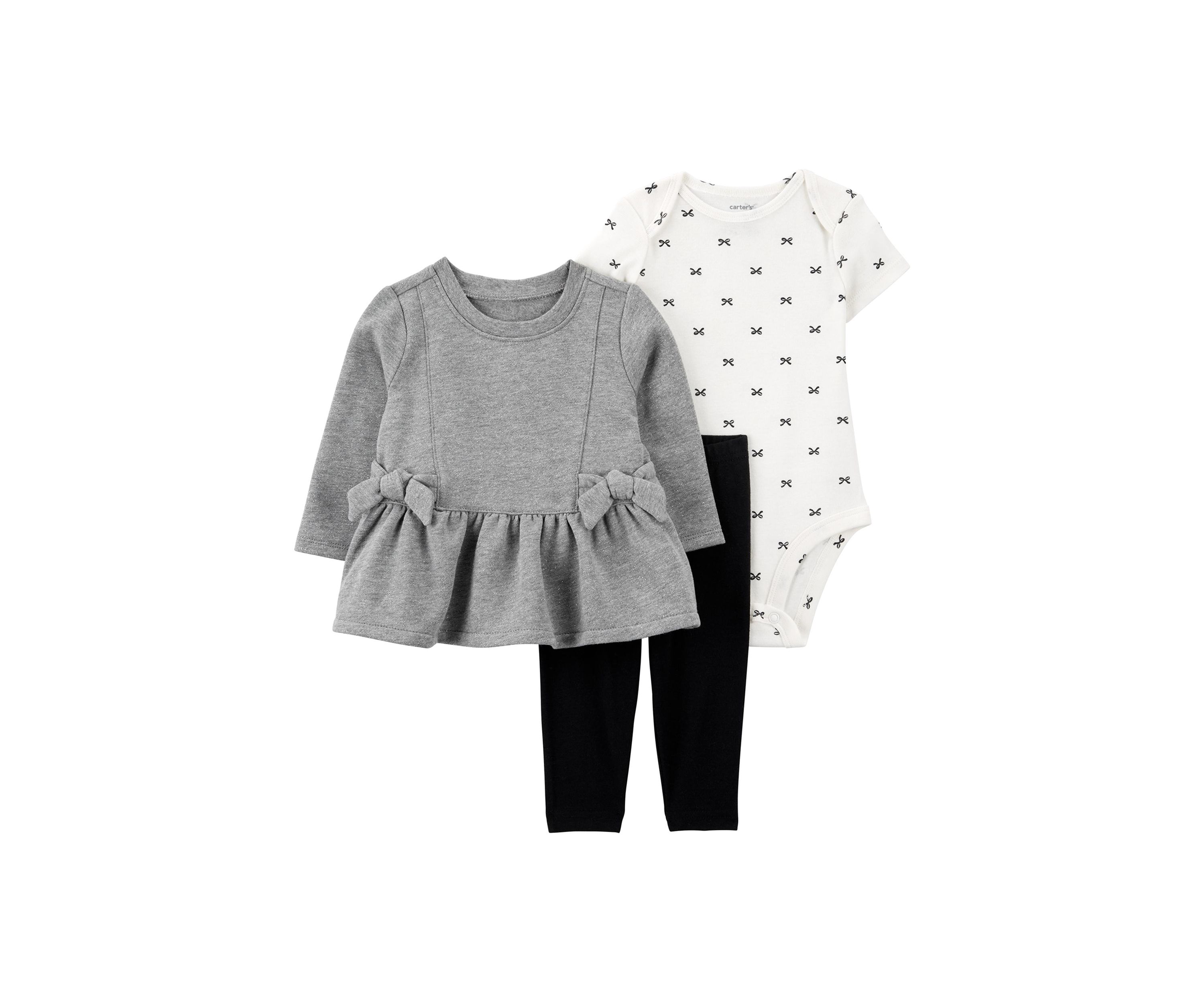 Baby Girls 3 Piece Top and Bodysuit with Pants Set