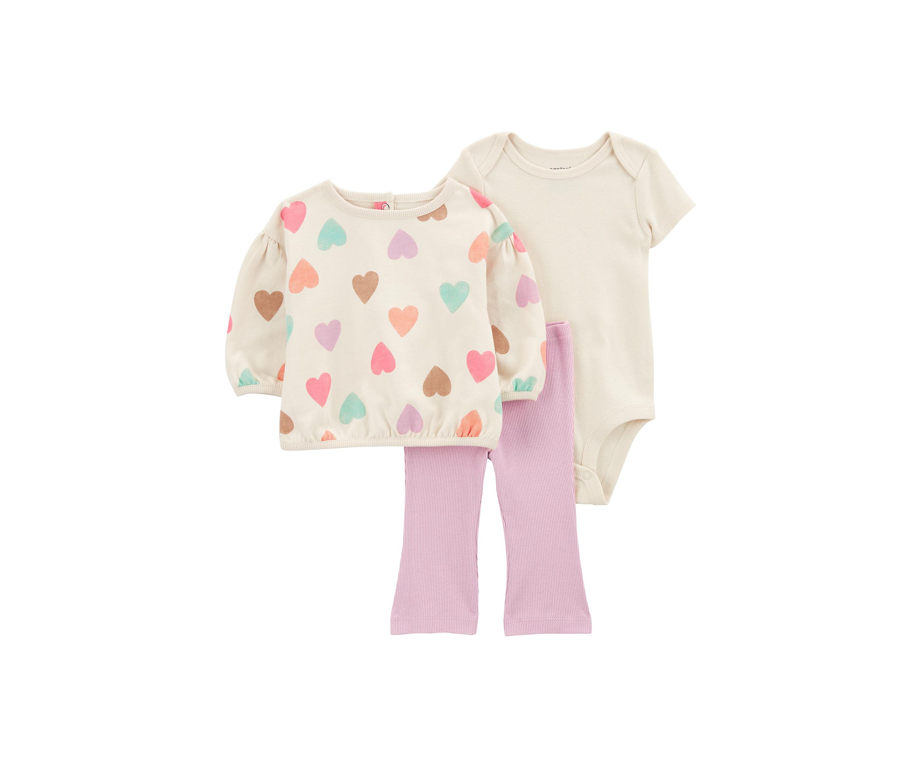 Baby Girls 3 Piece Bodysuit and Printed Pullover Set