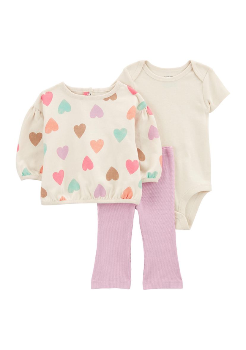 Baby Girls 3 Piece Bodysuit and Printed Pullover Set