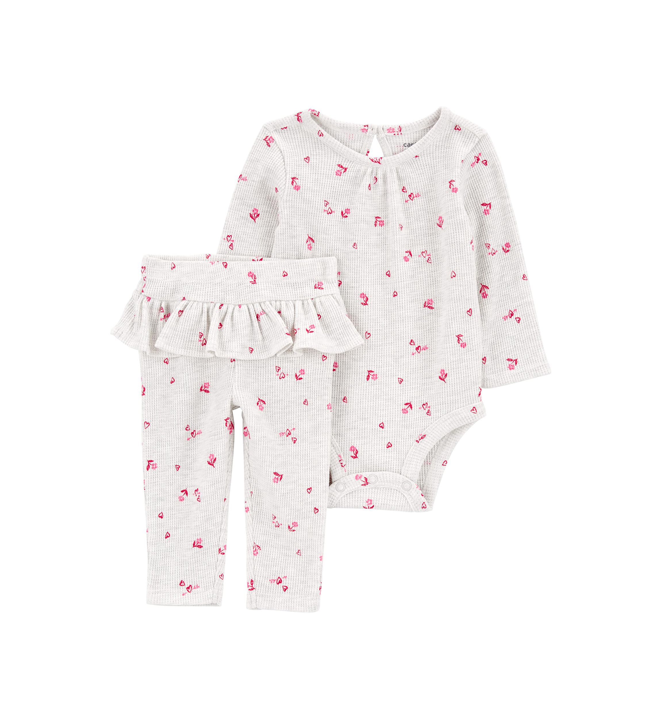 Baby Girls Valentines Printed Bodysuit and Tutu Leggings Set