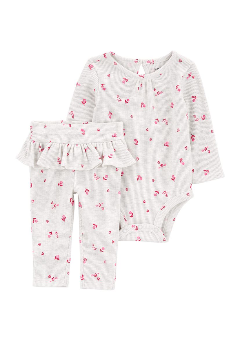 Baby Girls Valentines Printed Bodysuit and Tutu Leggings Set