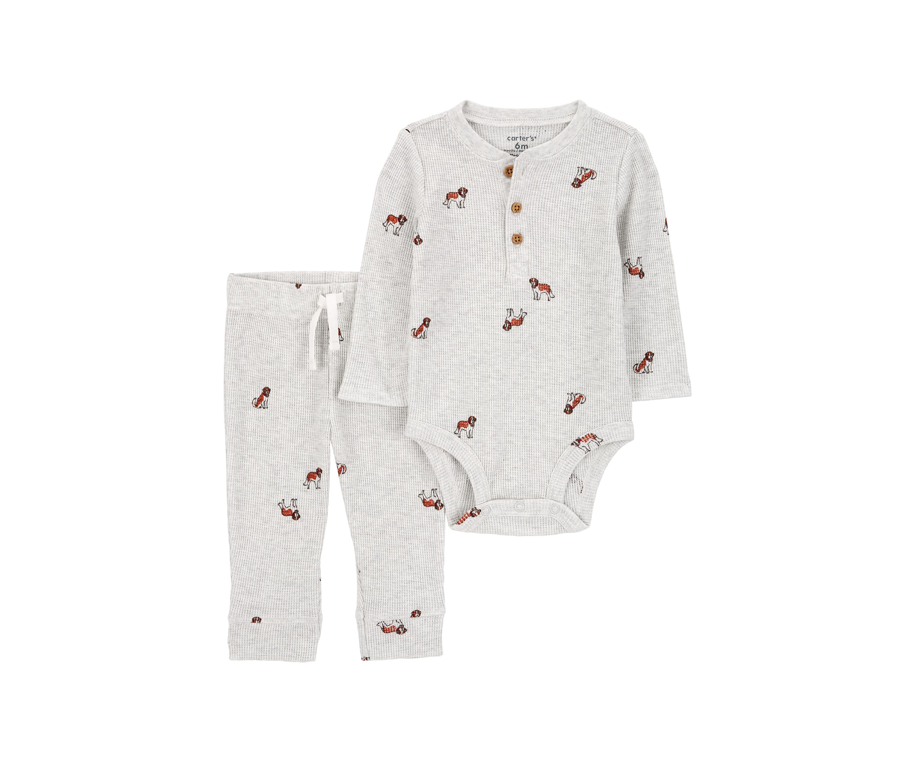 Baby Boys Printed Thermal Bodysuit and Joggers Set