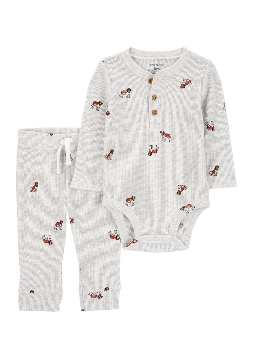 Baby Boys Printed Thermal Bodysuit and Joggers Set