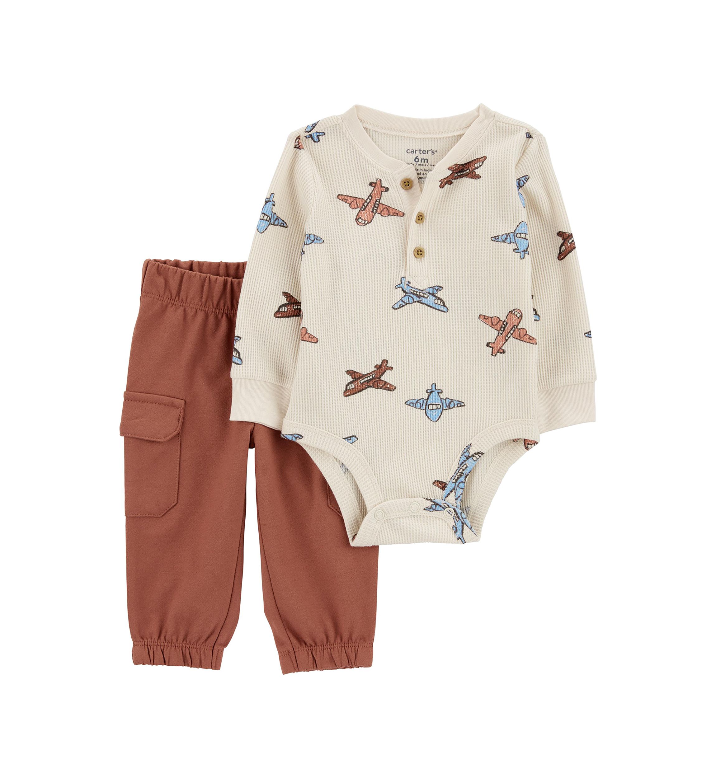 Baby Boys Airplane Printed Bodysuit and Joggers Set