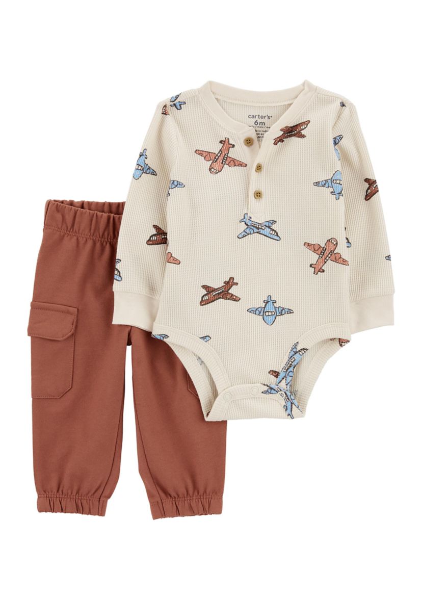 Baby Boys Airplane Printed Bodysuit and Joggers Set